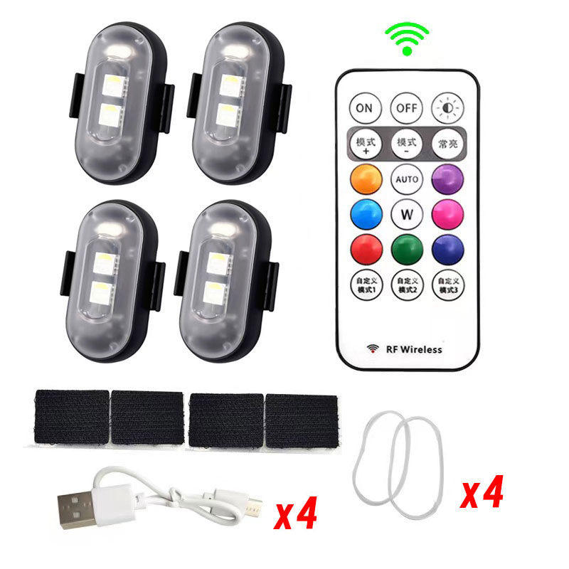 (1 PCS)  RGB Led Aircraft Strobe Light Remote Wireless Motorcycle Flash Light Warning Lights for Aircraft Airplane Helicopter Bike Car