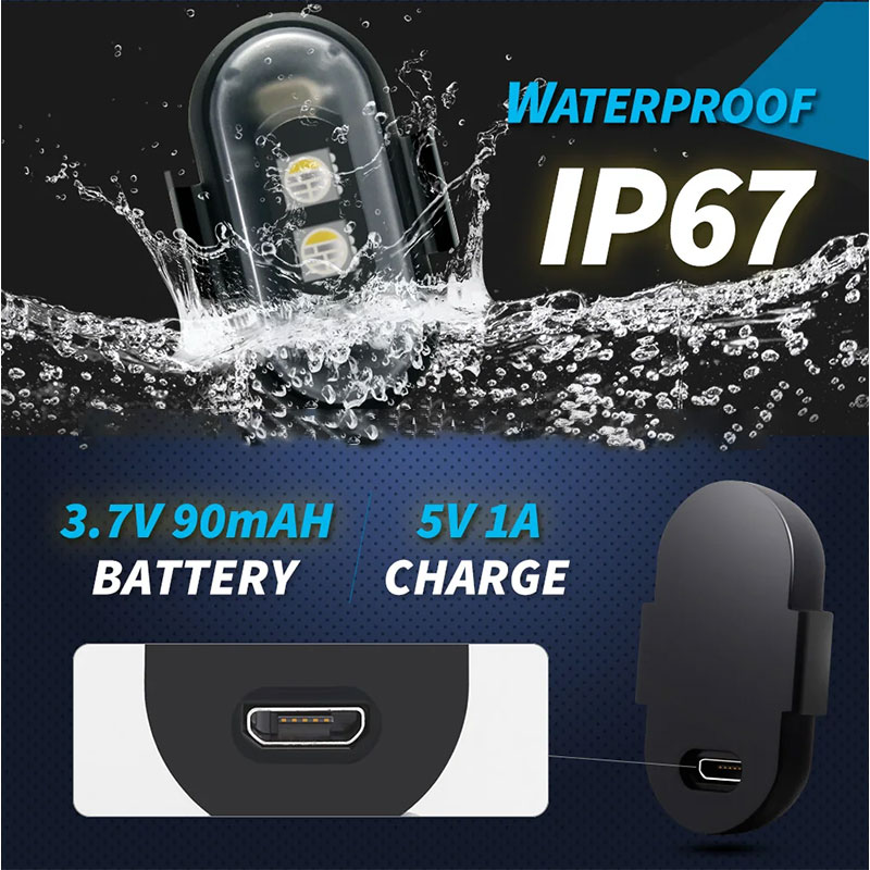 (1 PCS)  RGB Led Aircraft Strobe Light Remote Wireless Motorcycle Flash Light Warning Lights for Aircraft Airplane Helicopter Bike Car