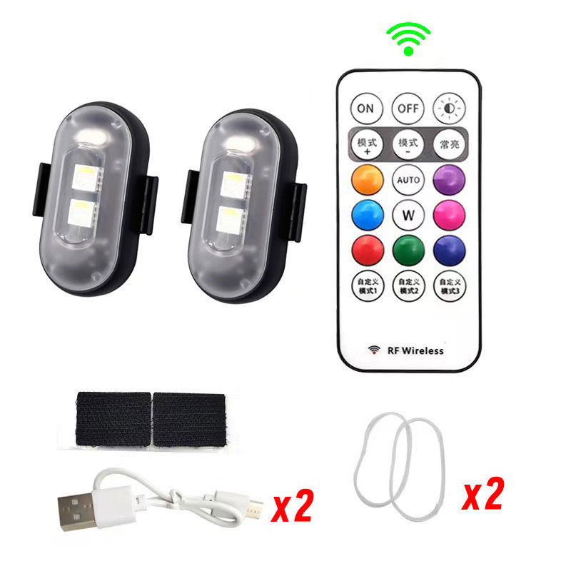 (1 PCS)  RGB Led Aircraft Strobe Light Remote Wireless Motorcycle Flash Light Warning Lights for Aircraft Airplane Helicopter Bike Car