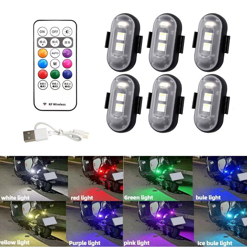 (1 PCS)  RGB Led Aircraft Strobe Light Remote Wireless Motorcycle Flash Light Warning Lights for Aircraft Airplane Helicopter Bike Car