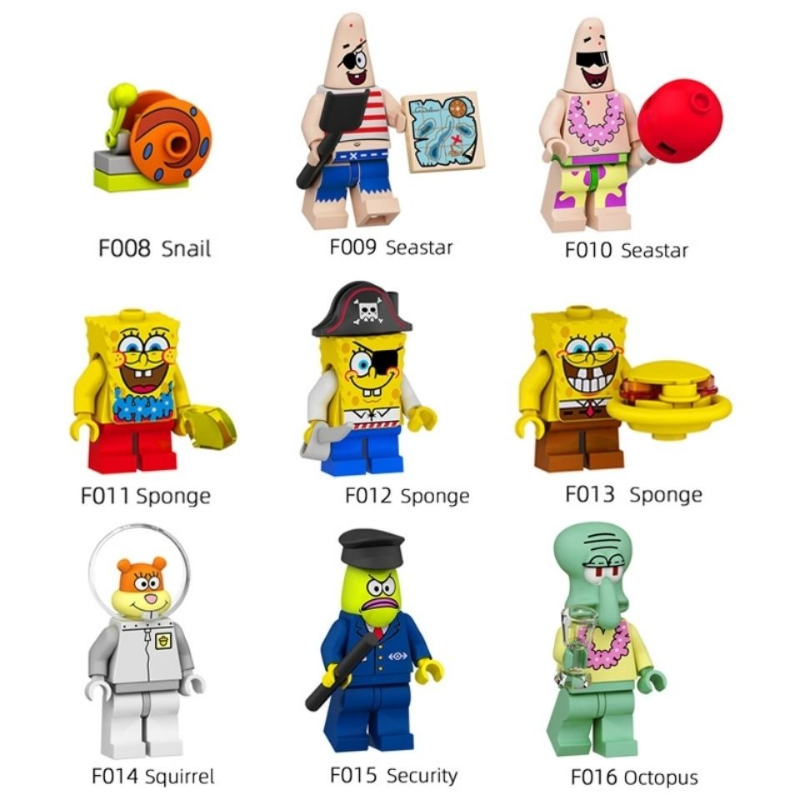 Minifigure SpongeBob Patrick Star Blocks Cartoon Anime Assembled Model Boys Girls Small Building Blocks Children Cute Educational Gifts