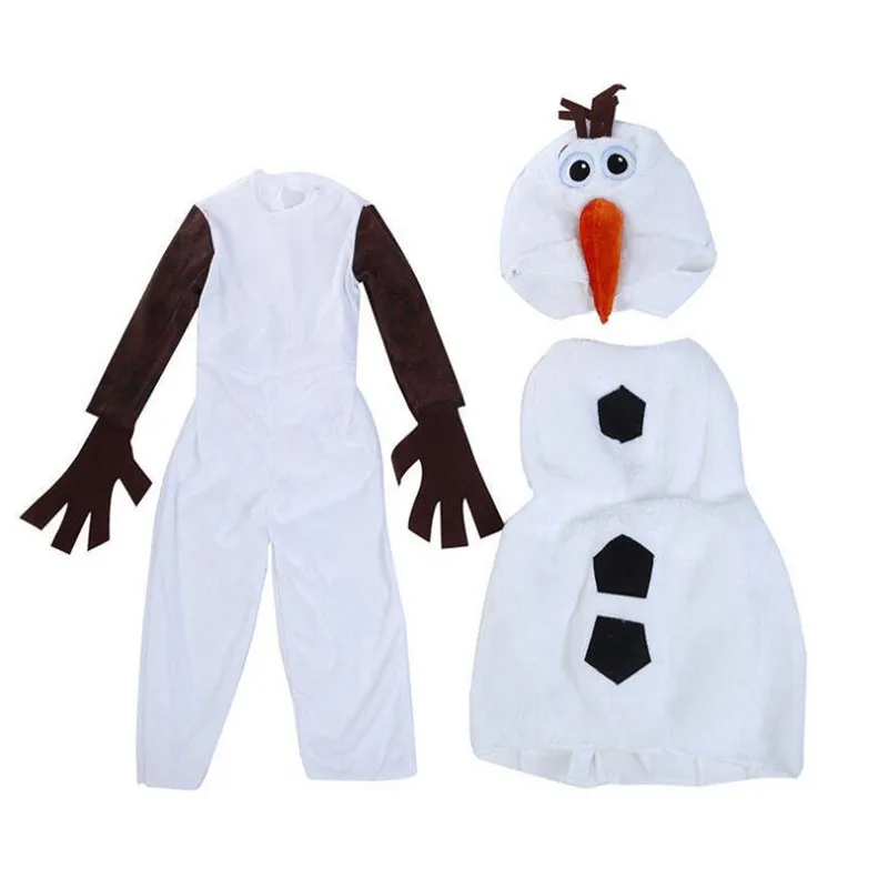 (L) 3-9Y Kids Olaf Snowman Costume Cartoon Character Dress Up Party Outfit for Christmas New Year Celebration Birthday Gift with Hat
