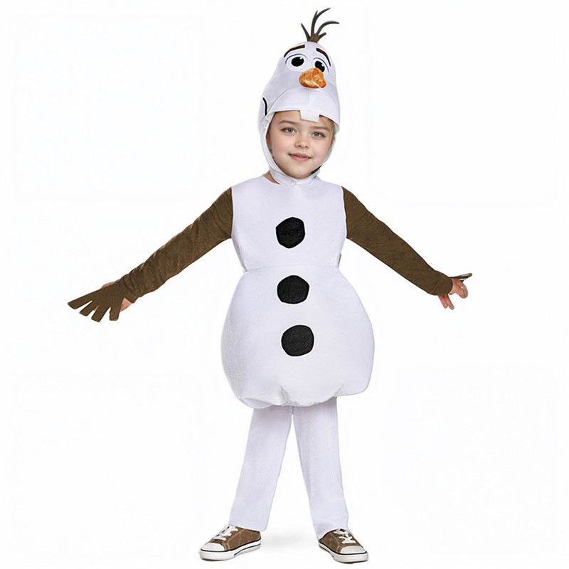 (L) 3-9Y Kids Olaf Snowman Costume Cartoon Character Dress Up Party Outfit for Christmas New Year Celebration Birthday Gift with Hat