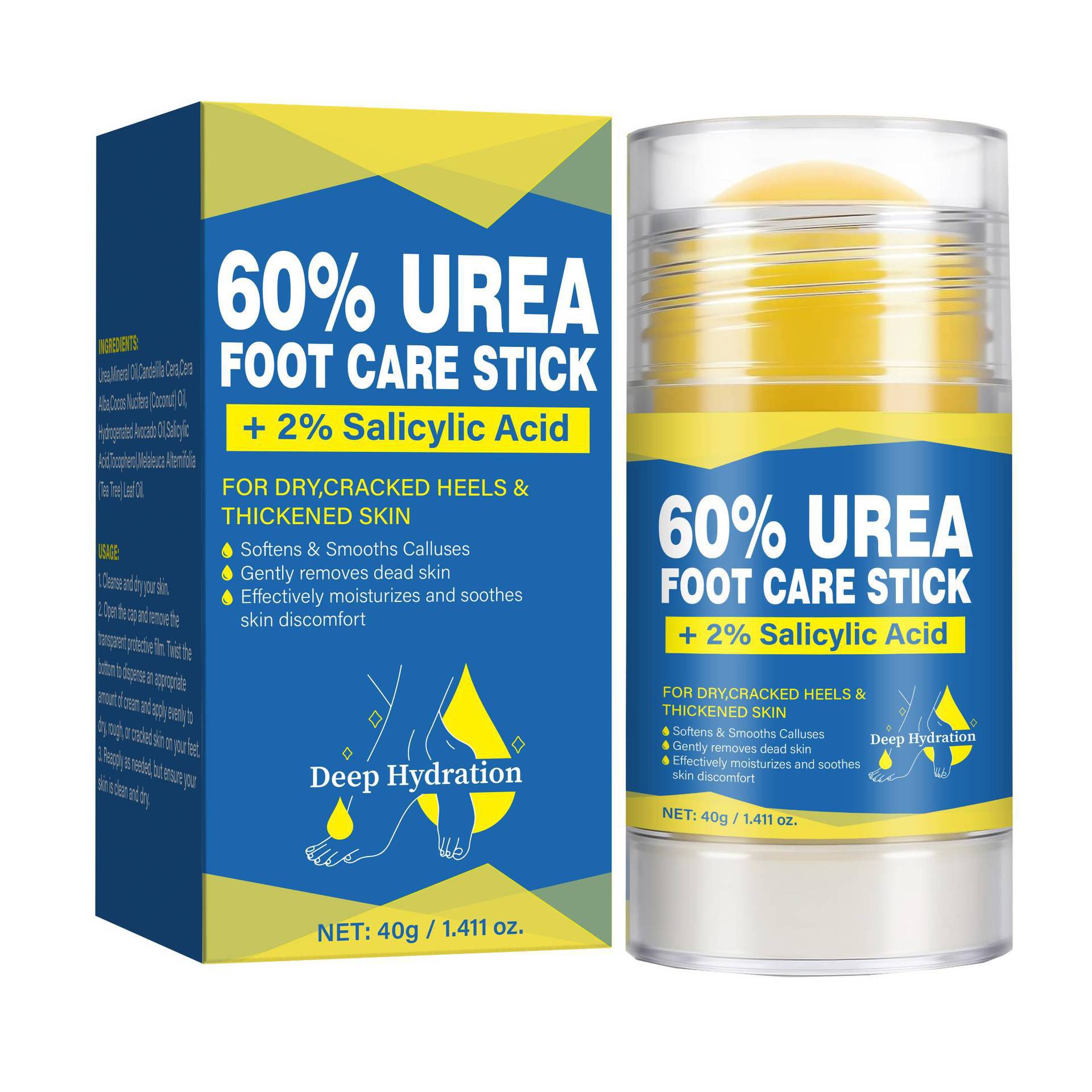 60 Percent Urea Cream Stick With 2 Percent Salicylic Acid For Dry Skin Callus Removal And Smoothing Solid Stick 40g