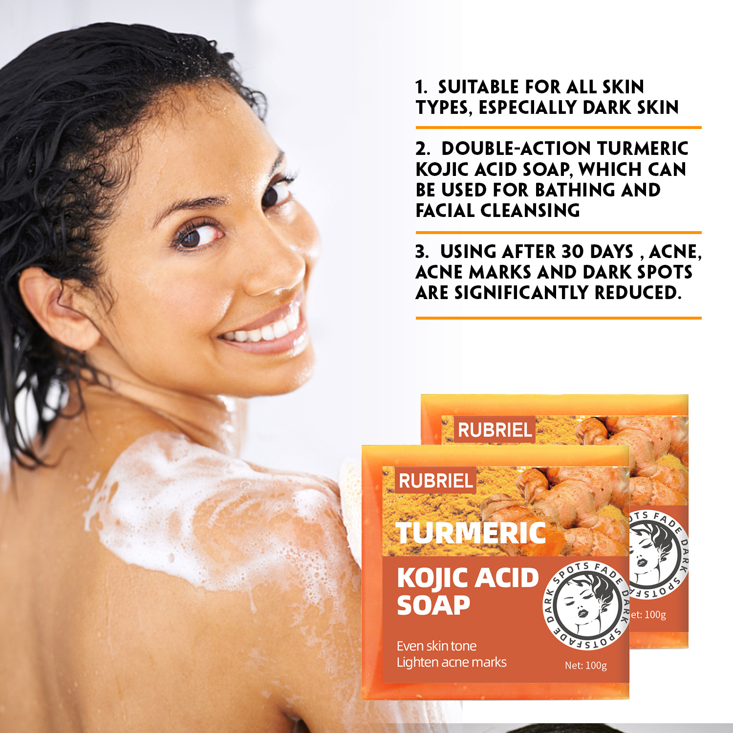 Turmeric Kojic Acid Soap For Skin Brightening Deep Cleansing And Even Tone Daily Facial Cleansing Bar