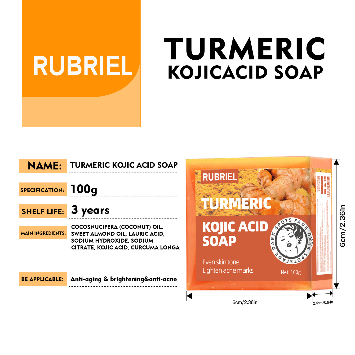 Turmeric Kojic Acid Soap For Skin Brightening Deep Cleansing And Even Tone Daily Facial Cleansing Bar
