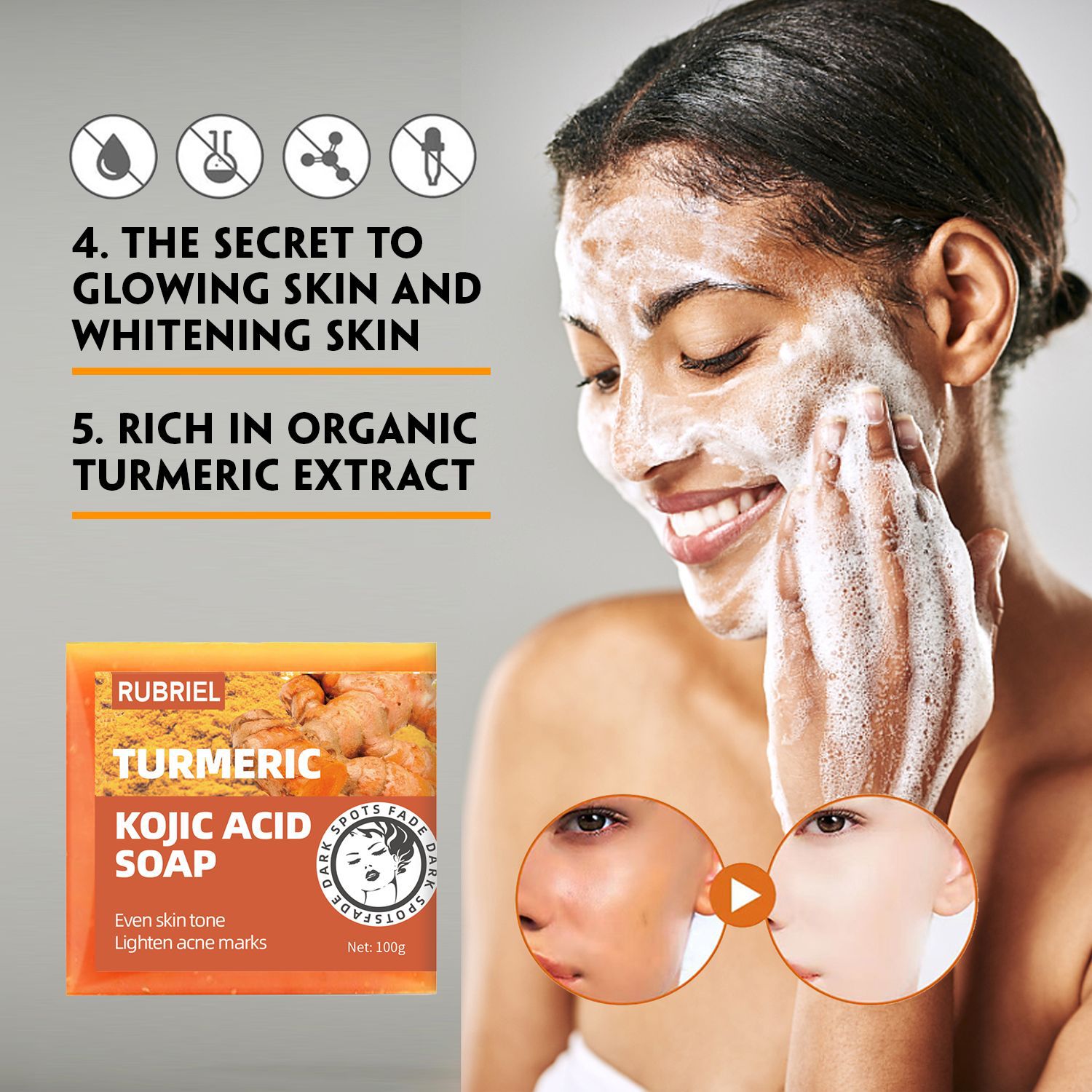 Turmeric Kojic Acid Soap For Skin Brightening Deep Cleansing And Even Tone Daily Facial Cleansing Bar