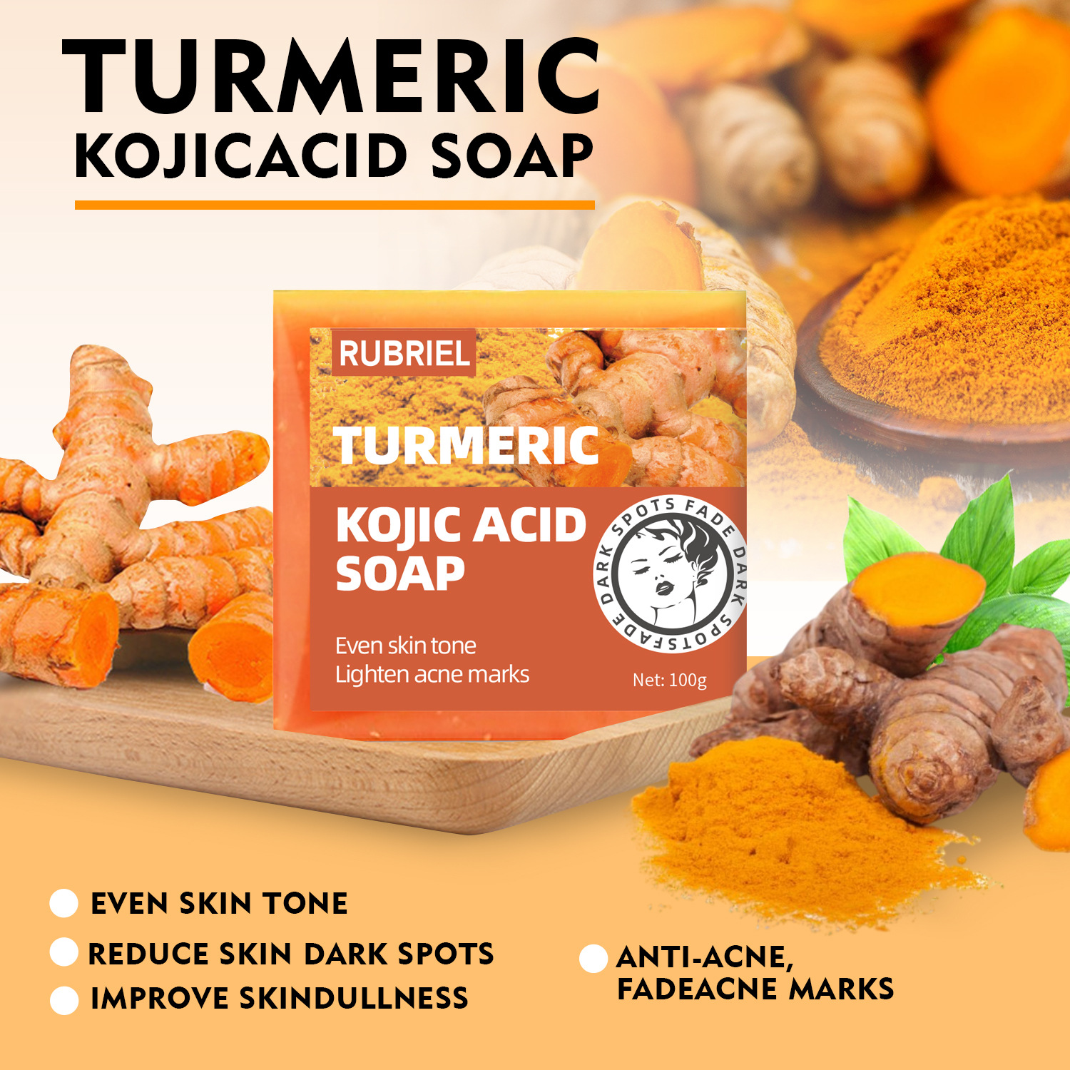 Turmeric Kojic Acid Soap For Skin Brightening Deep Cleansing And Even Tone Daily Facial Cleansing Bar