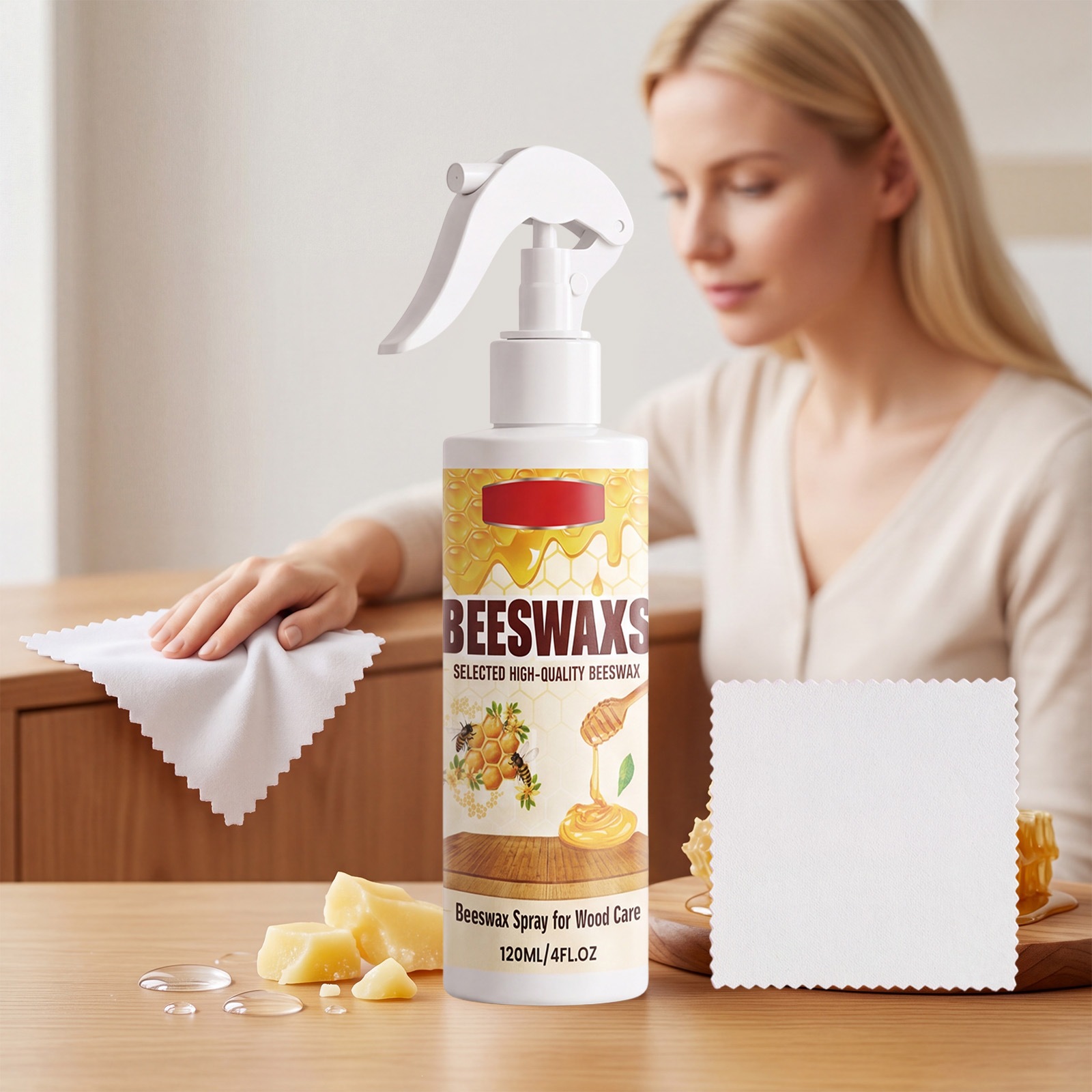 Beeswax Polishing Spray For Wood Furniture Care Restoration And Floor Shine Treatment