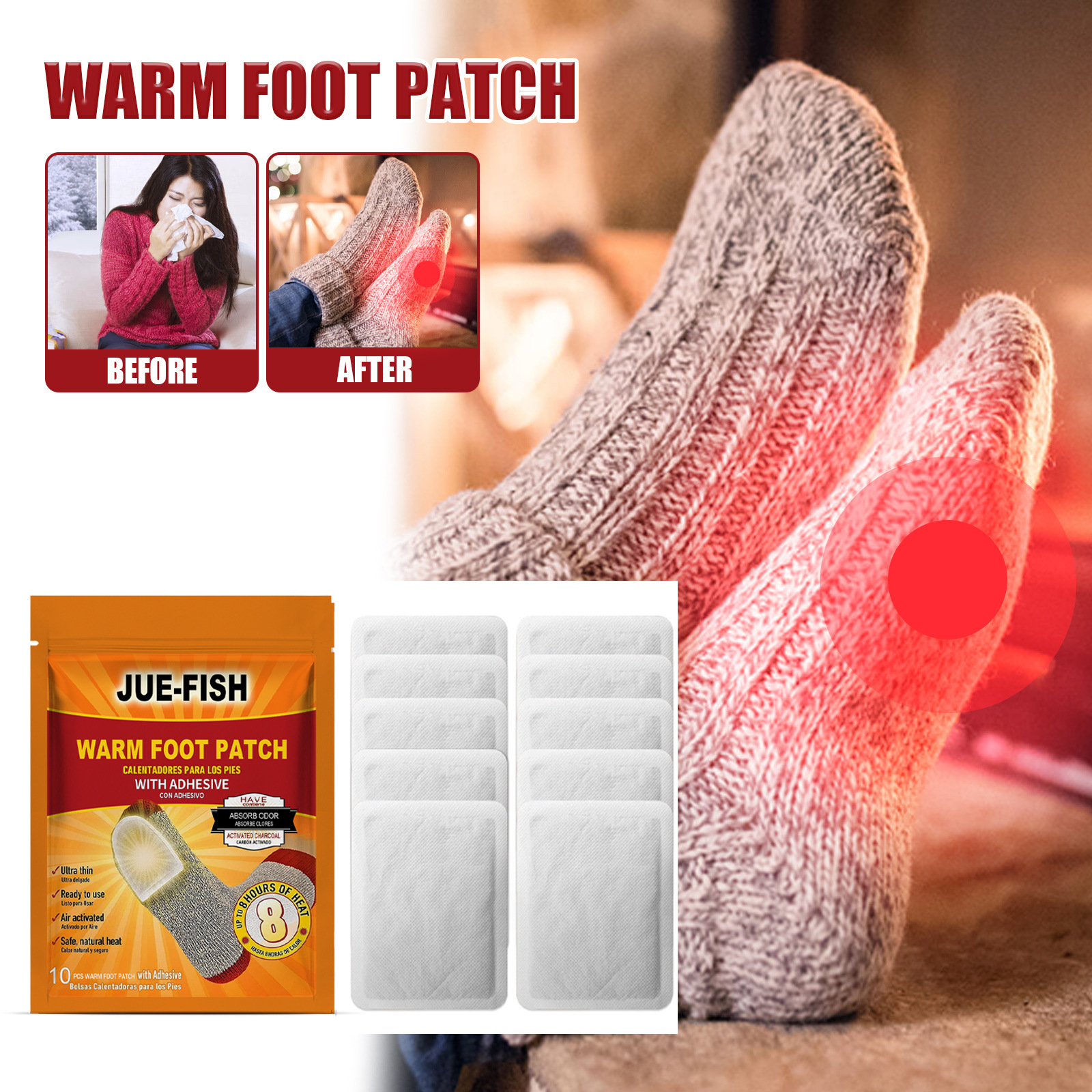 Foot Warmer Patches Self Heating Stickers For Winter Comfort Portable Adhesive Warmth For Cold Feet Daily Care