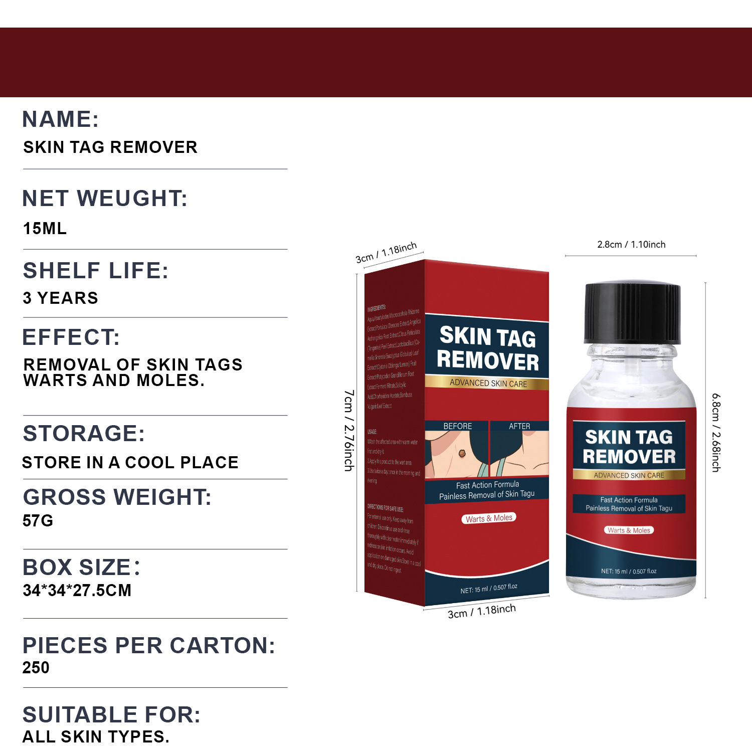 Skin Tag Remover Liquid Gentle Skin Care For Face And Body Daily Treatment 15ml