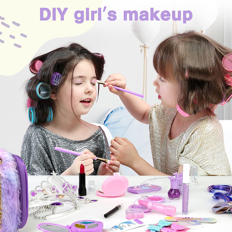 (20pcs) Kids Makeup Kit for Girl Washable Safety Nontoxic Pretend Play Make Up Toys for Children Little Princess Christmas Birthday Gift