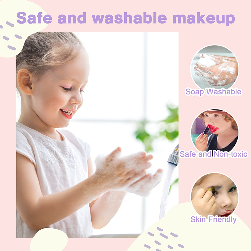 (20pcs) Kids Makeup Kit for Girl Washable Safety Nontoxic Pretend Play Make Up Toys for Children Little Princess Christmas Birthday Gift