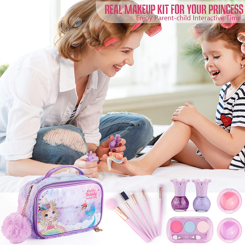 (20pcs) Kids Makeup Kit for Girl Washable Safety Nontoxic Pretend Play Make Up Toys for Children Little Princess Christmas Birthday Gift