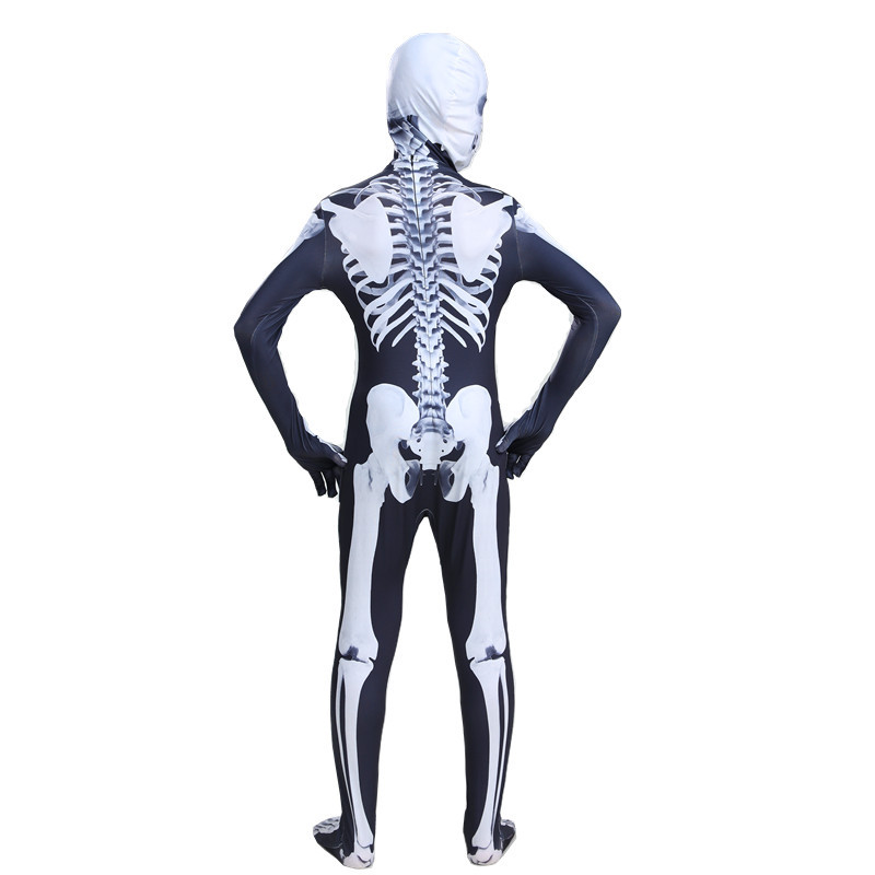 (100cm) Skeleton Onesie Halloween Outfit Prank Cosplay Skeleton Horror Toy Game Family Party Costume