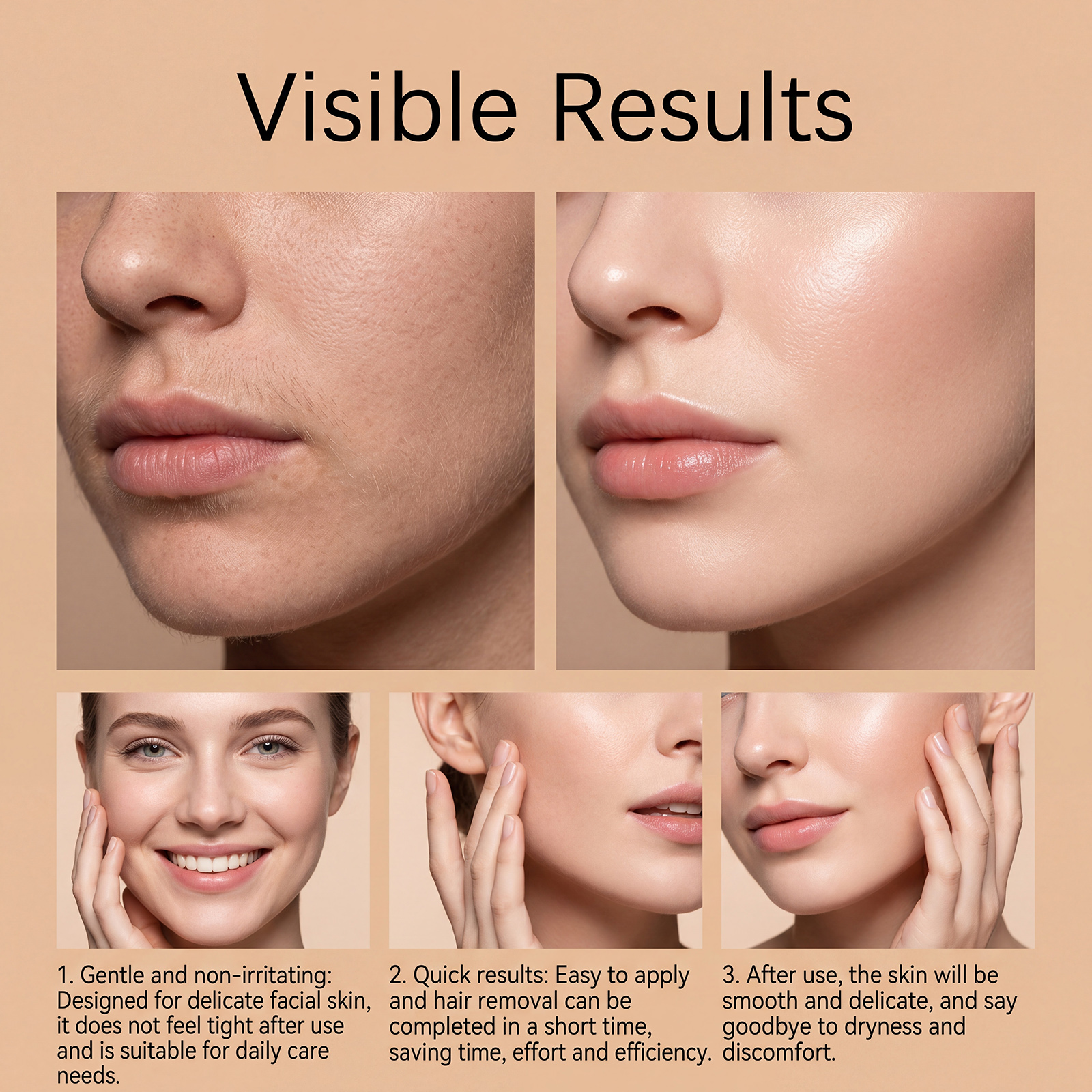 Coconut Mild Depilatory Cream For Facial Lips Fine Hairs Gentle Care Smooth Clean Delicate Skin