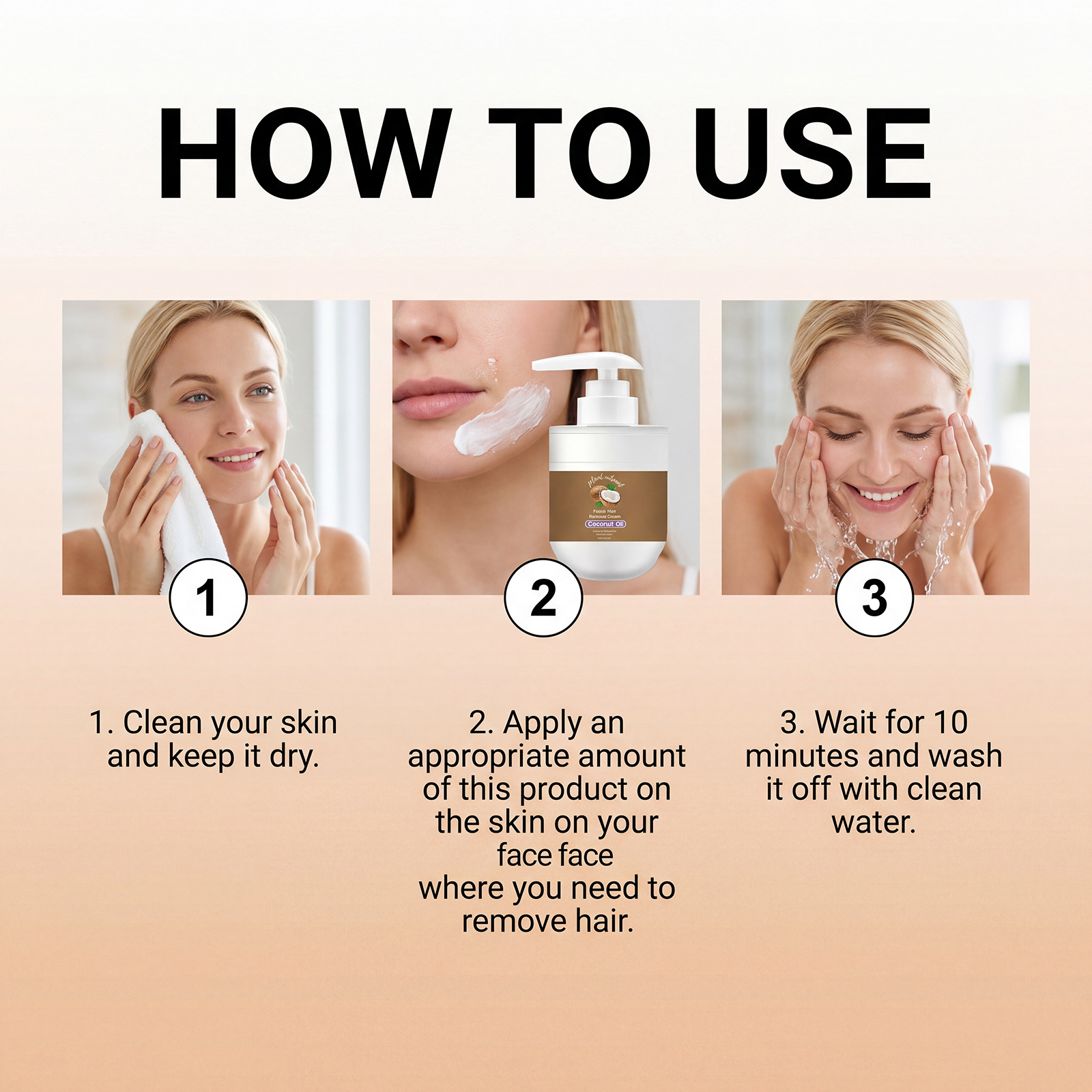 Coconut Mild Depilatory Cream For Facial Lips Fine Hairs Gentle Care Smooth Clean Delicate Skin