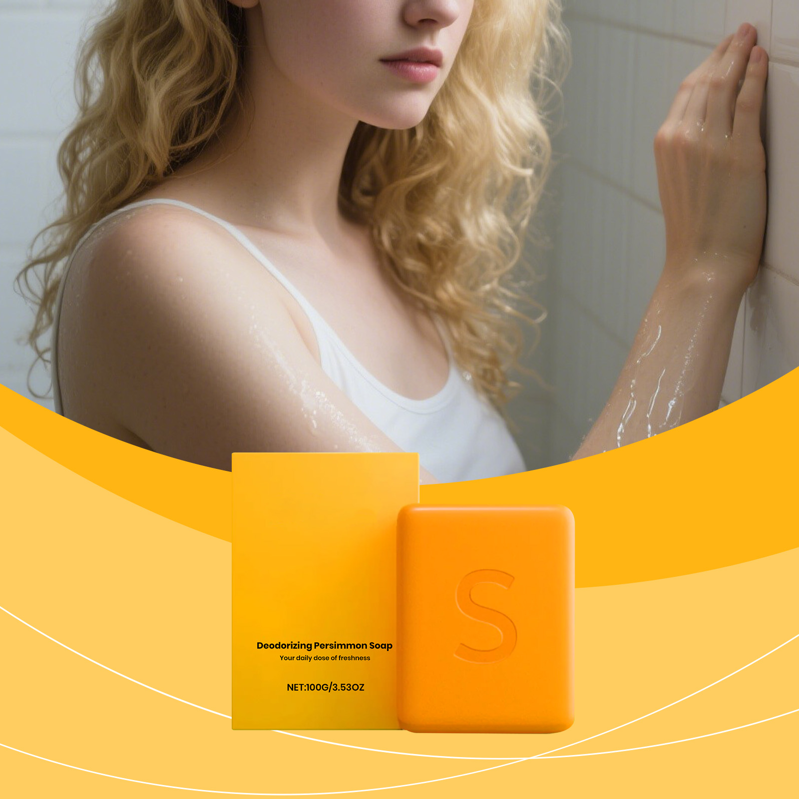 Persimmon Fresh Bath Soap Mild Ingredients Clean Body Skin Fragrant Refreshing NonGreasy Daily Care Bar