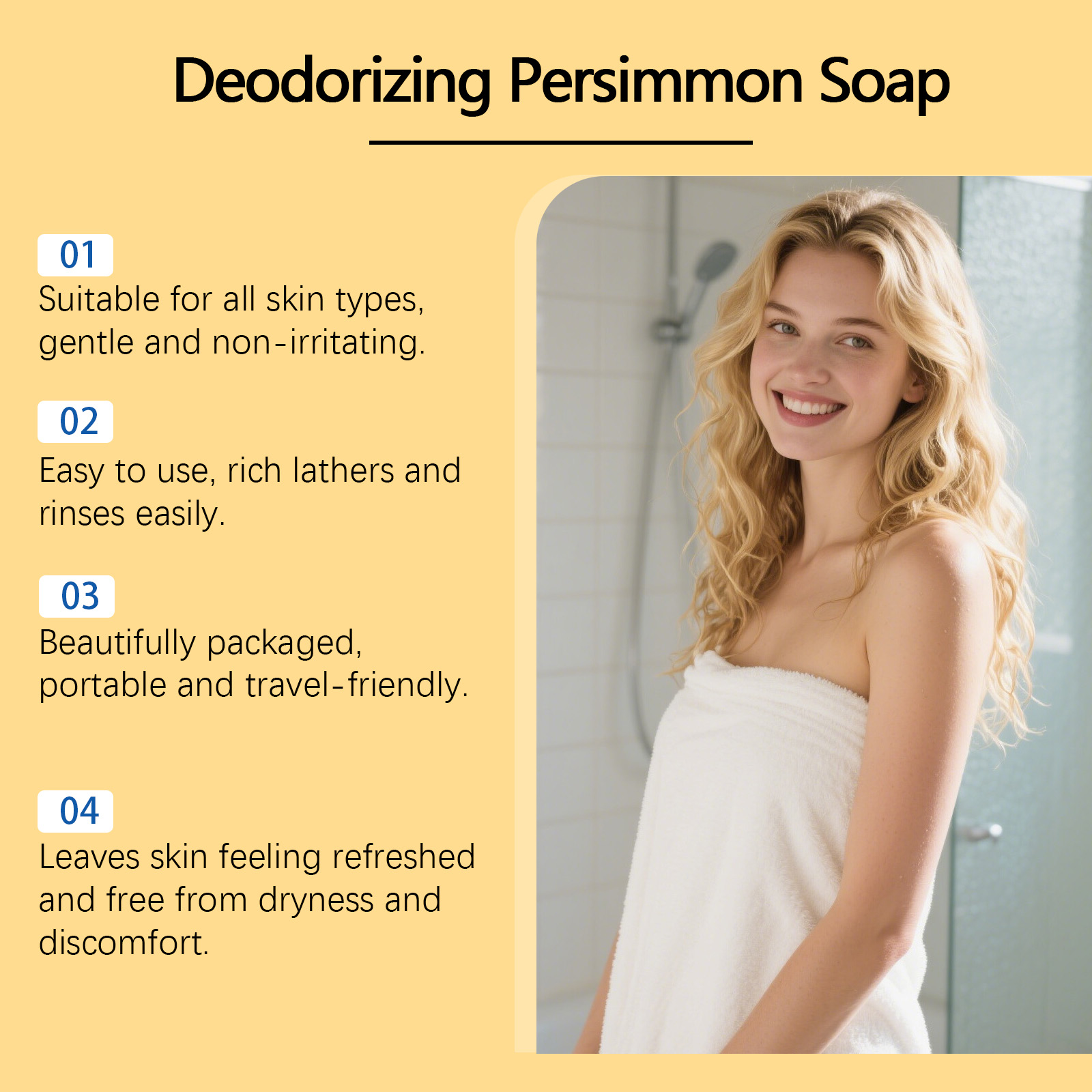 Persimmon Fresh Bath Soap Mild Ingredients Clean Body Skin Fragrant Refreshing NonGreasy Daily Care Bar