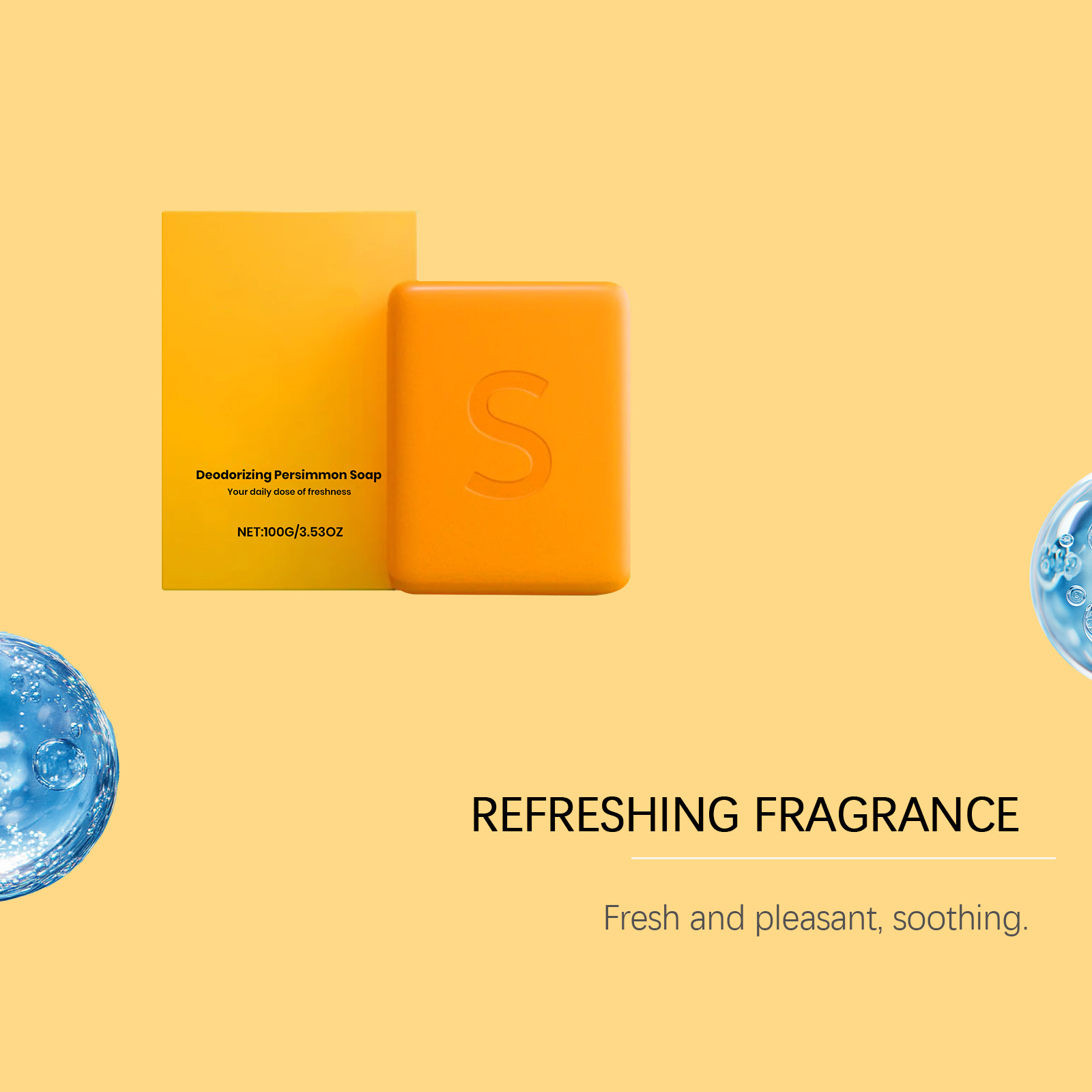 Persimmon Fresh Bath Soap Mild Ingredients Clean Body Skin Fragrant Refreshing NonGreasy Daily Care Bar