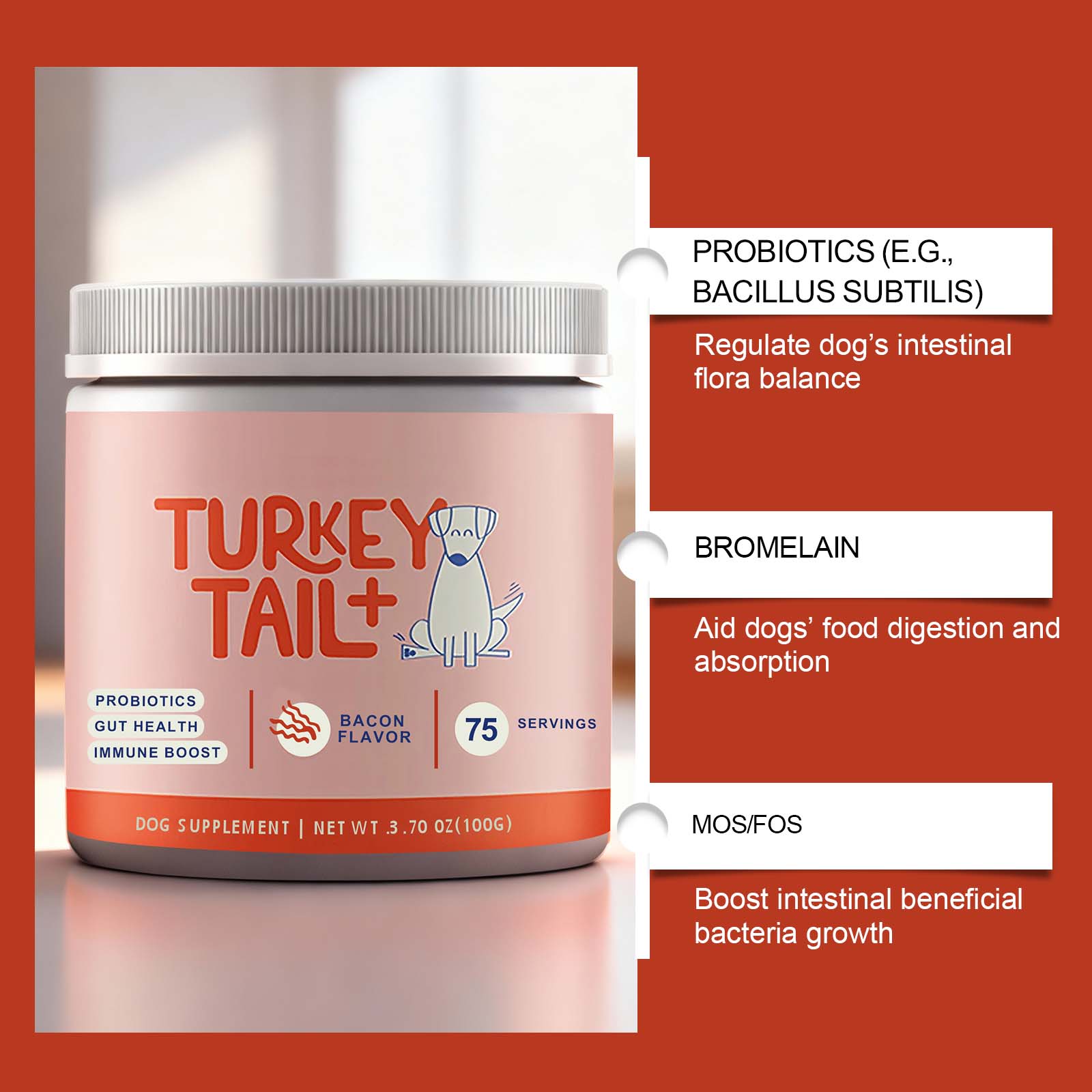 Pet Probiotic Supplement Gentle Ingredients Nurture Body Comfort Daily Care For Dogs Regular Use Healthy Mild Formula Support Canine Wellness