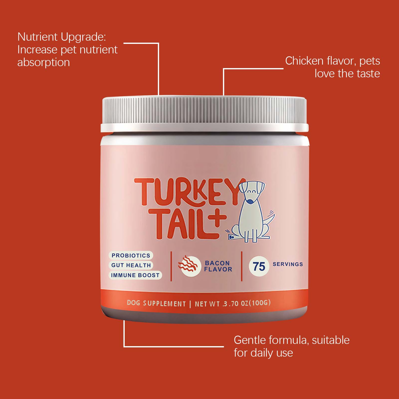 Pet Probiotic Supplement Gentle Ingredients Nurture Body Comfort Daily Care For Dogs Regular Use Healthy Mild Formula Support Canine Wellness
