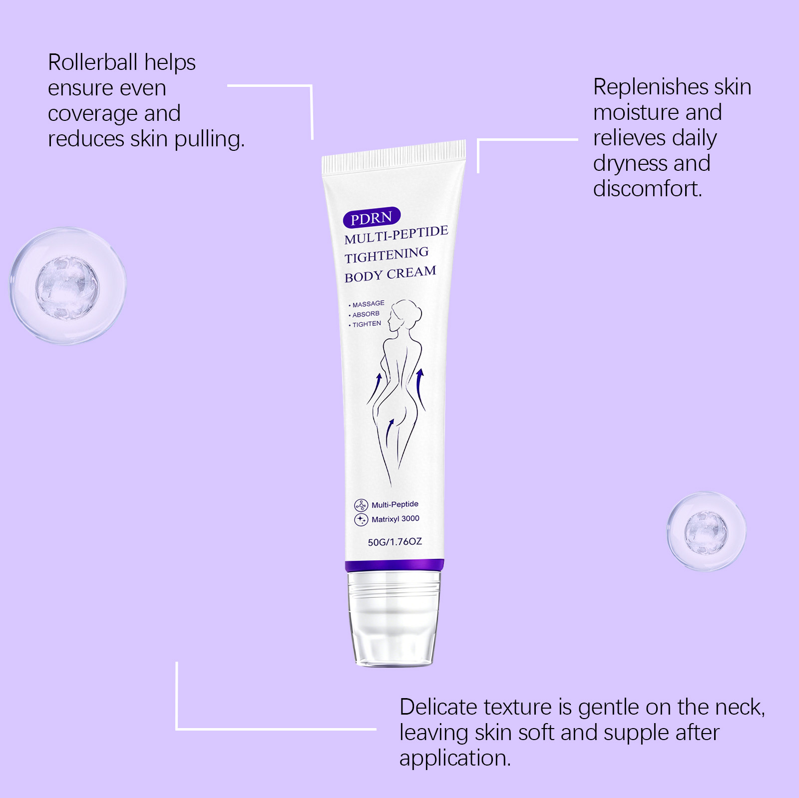 Soft Massage Roller Cream Hydrating Bright Light Texture Easy Absorb Tender Skin For Body