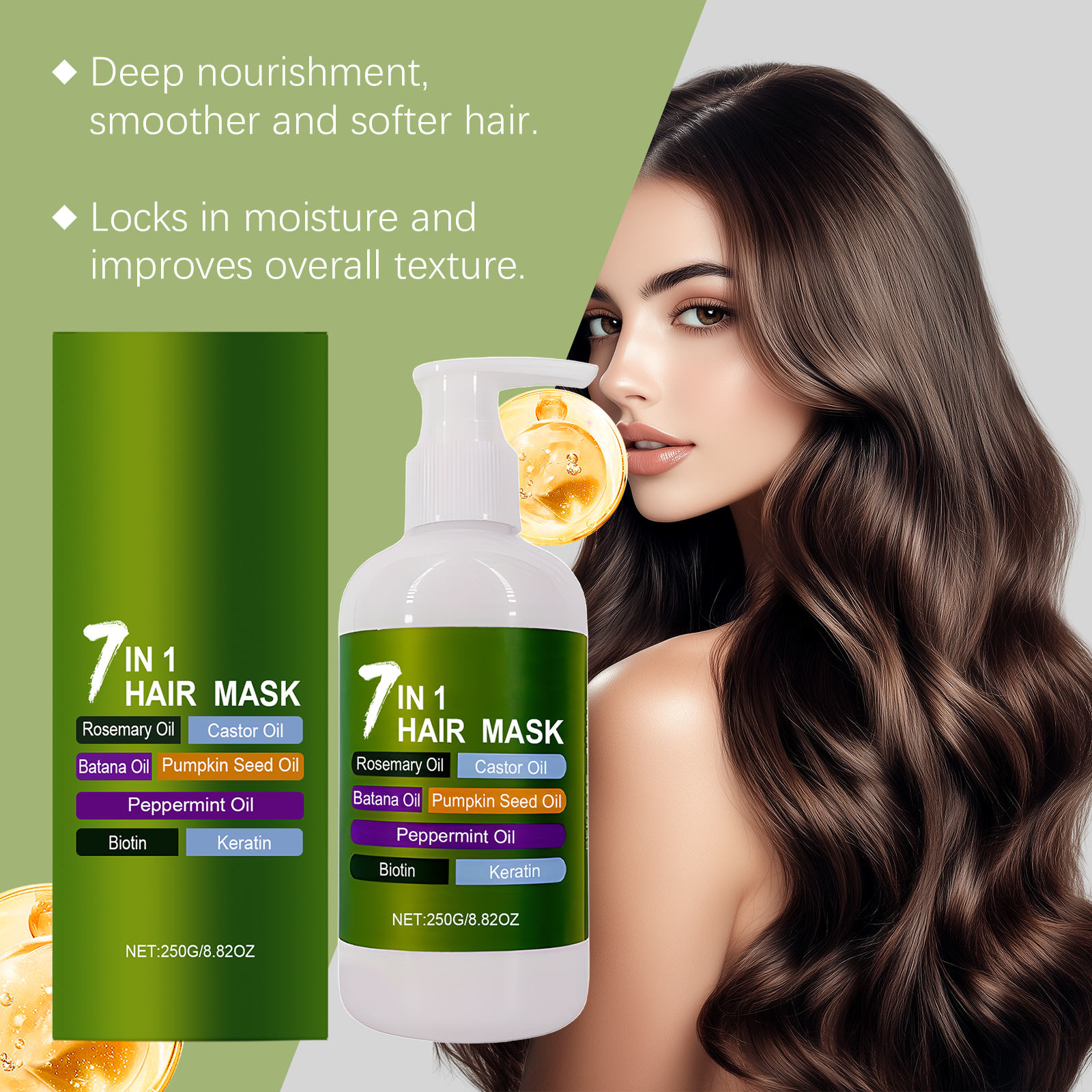 Moisturizing Nourishing Hair Mask Mild Hydrating Soft Fragrant Refreshing Plump Shiny Hair Daily Care Treatment