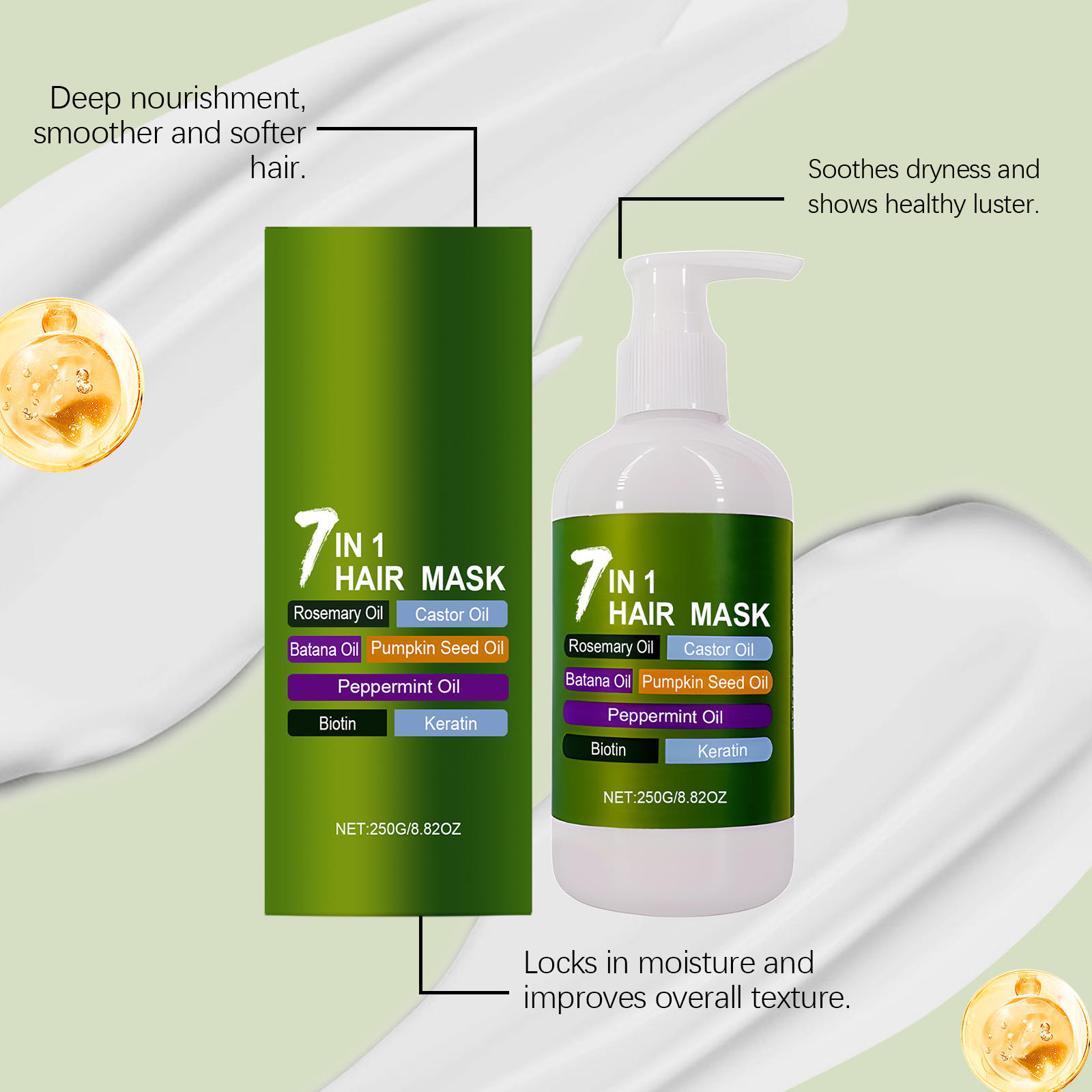 Moisturizing Nourishing Hair Mask Mild Hydrating Soft Fragrant Refreshing Plump Shiny Hair Daily Care Treatment