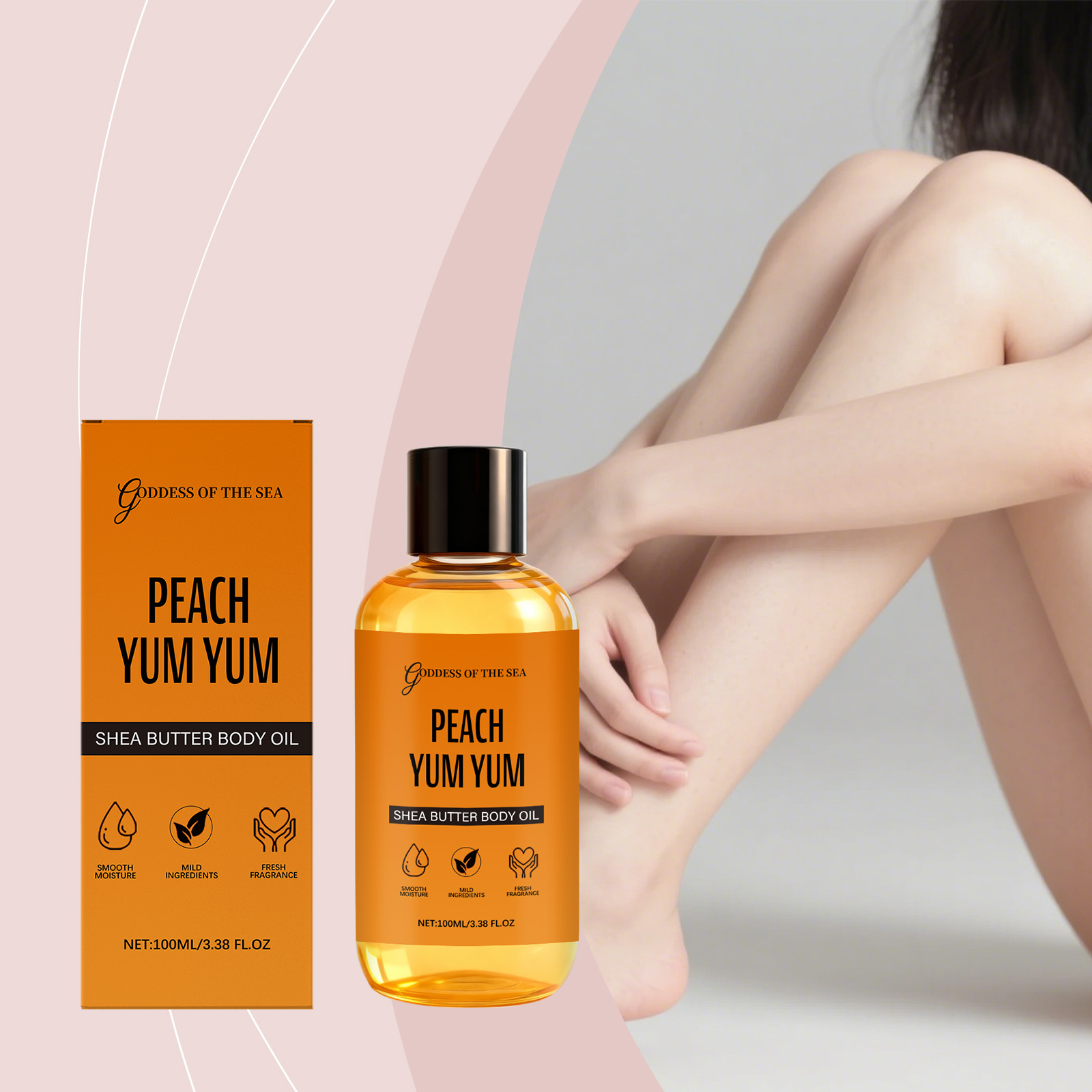 Shea Butter Peach Body Care Oil Light Hydrating Quick Absorb Nourish Moisturize Skin Whole Body Daily Beauty Care