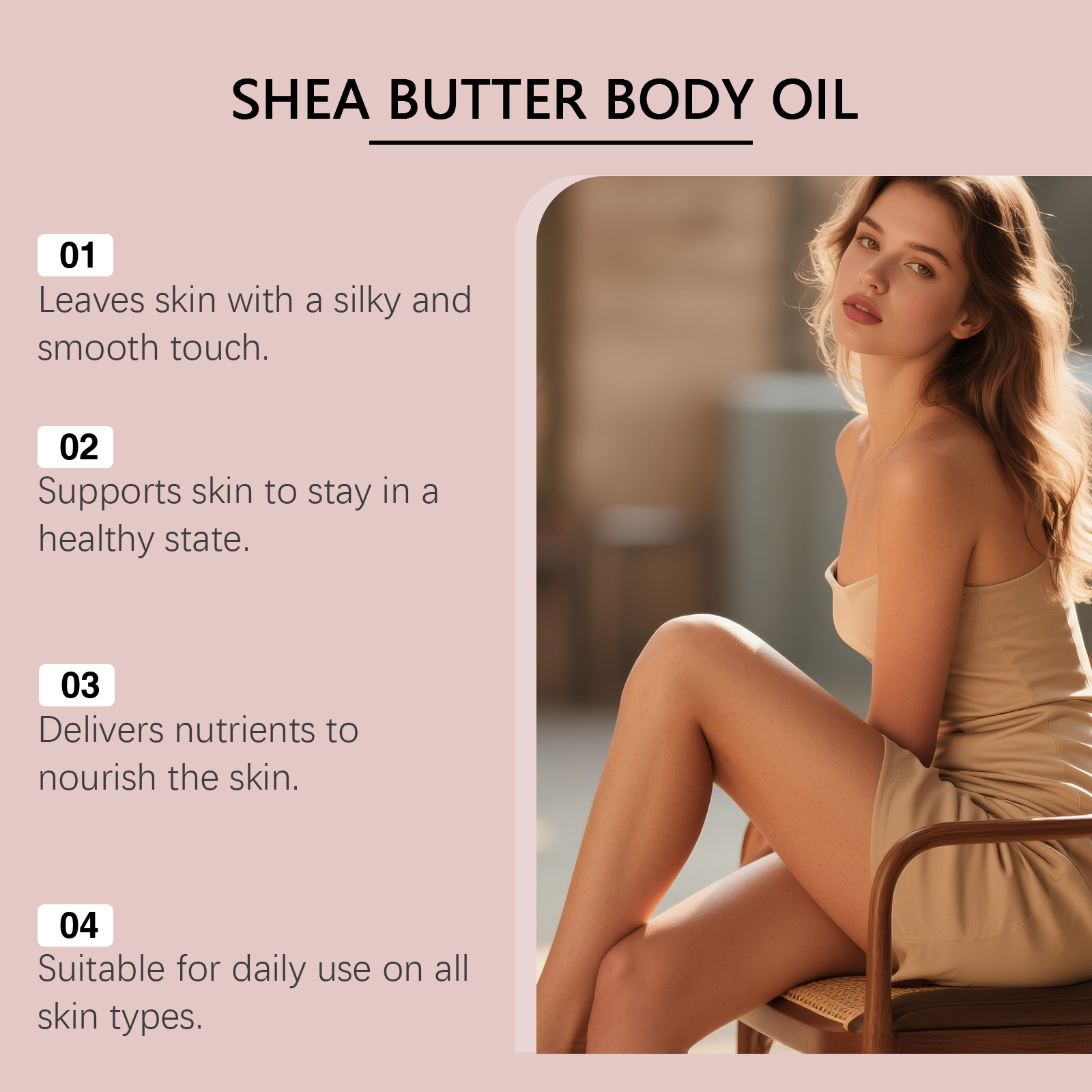 Shea Butter Peach Body Care Oil Light Hydrating Quick Absorb Nourish Moisturize Skin Whole Body Daily Beauty Care