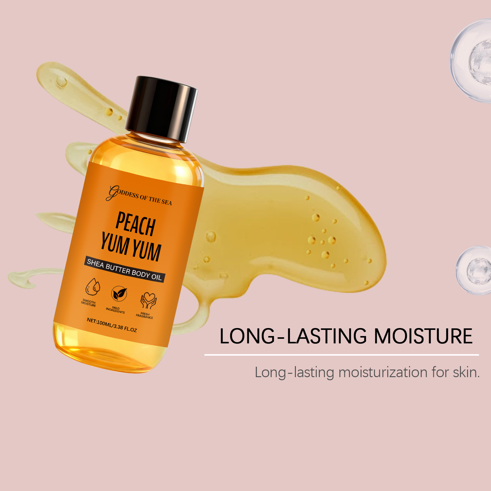 Shea Butter Peach Body Care Oil Light Hydrating Quick Absorb Nourish Moisturize Skin Whole Body Daily Beauty Care