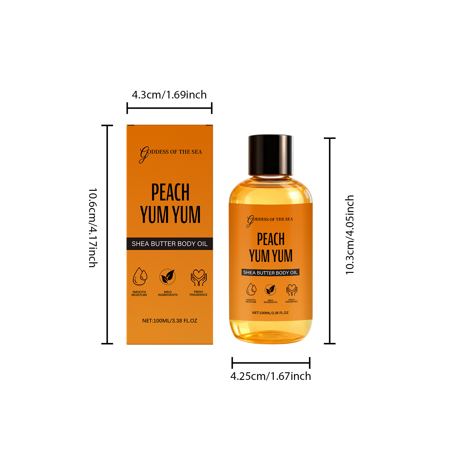 Shea Butter Peach Body Care Oil Light Hydrating Quick Absorb Nourish Moisturize Skin Whole Body Daily Beauty Care