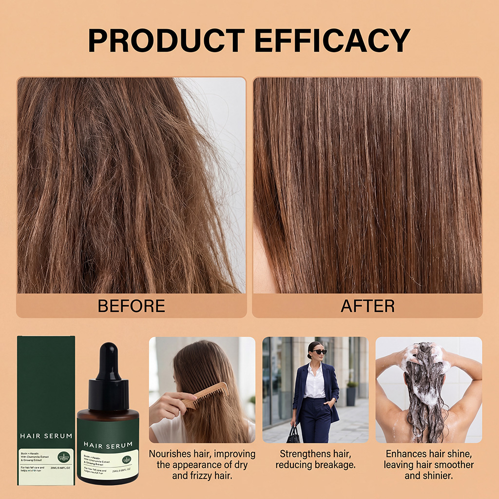 Hair Serum Mild Formula Nourish Moisturize Fluffy Soft Light Repair Frizzy Hair Care Tresses Texture