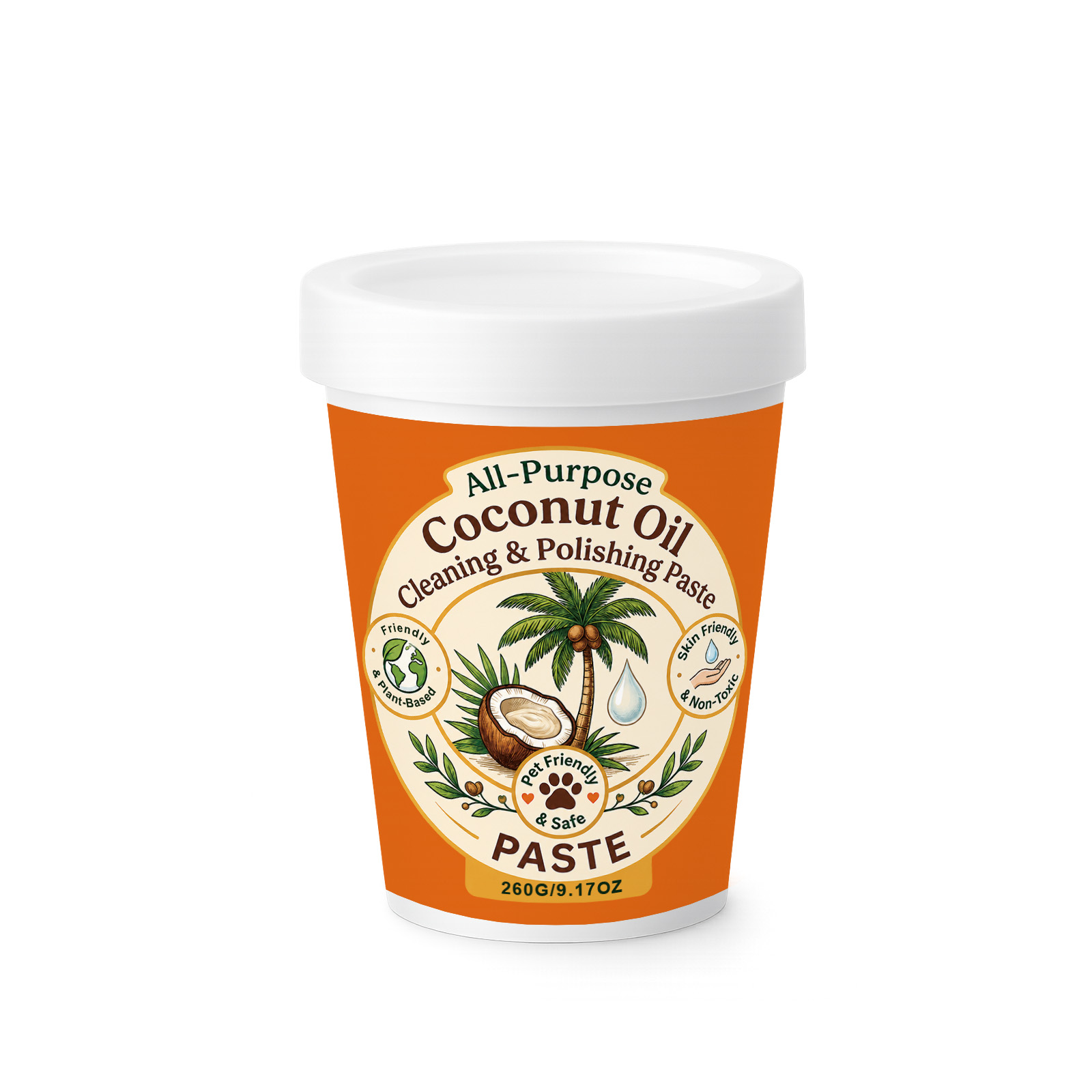 Multi Functional Coconut Oil Clean Polish Paste Remove Stain Gentle Protect Surfaces