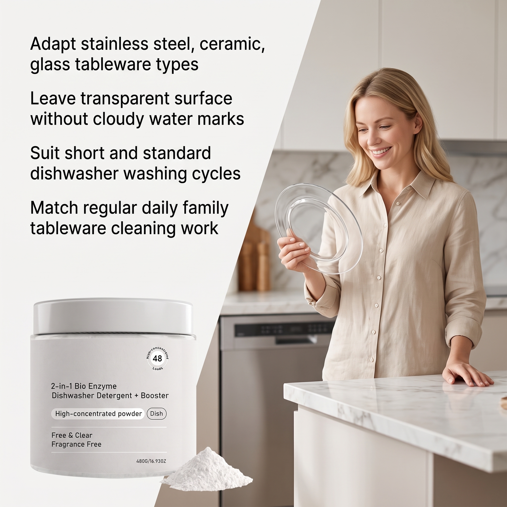 Dishwasher Cleaner Powerful Stain Removing Bacteriostatic Concentrated Fast Dissolving Household Automatic Washing Equipment