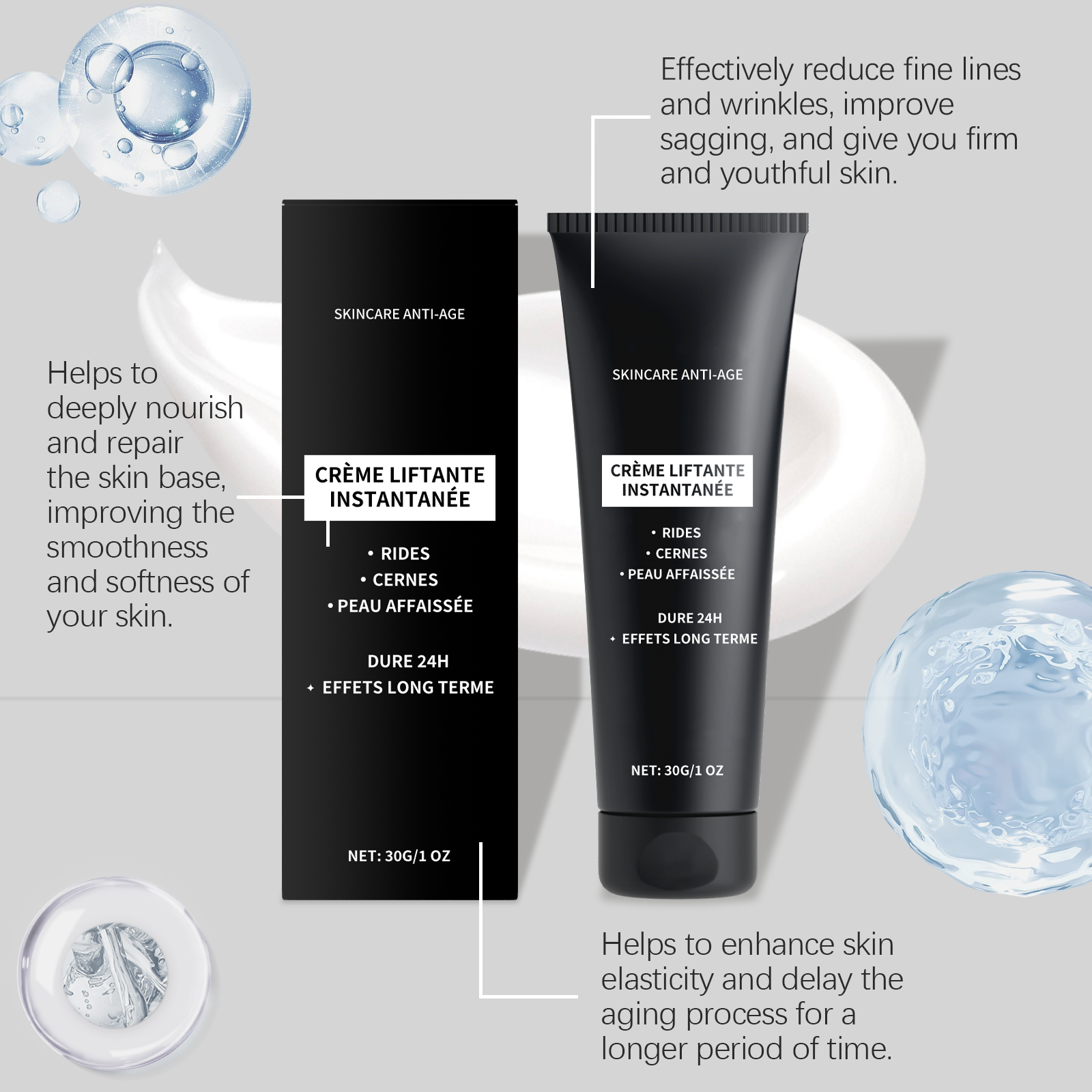 Facial Firming Cream Tender Minimize Pores Hydrate Moisturize Fade Fine Lines Hydrous Bright Skin Care