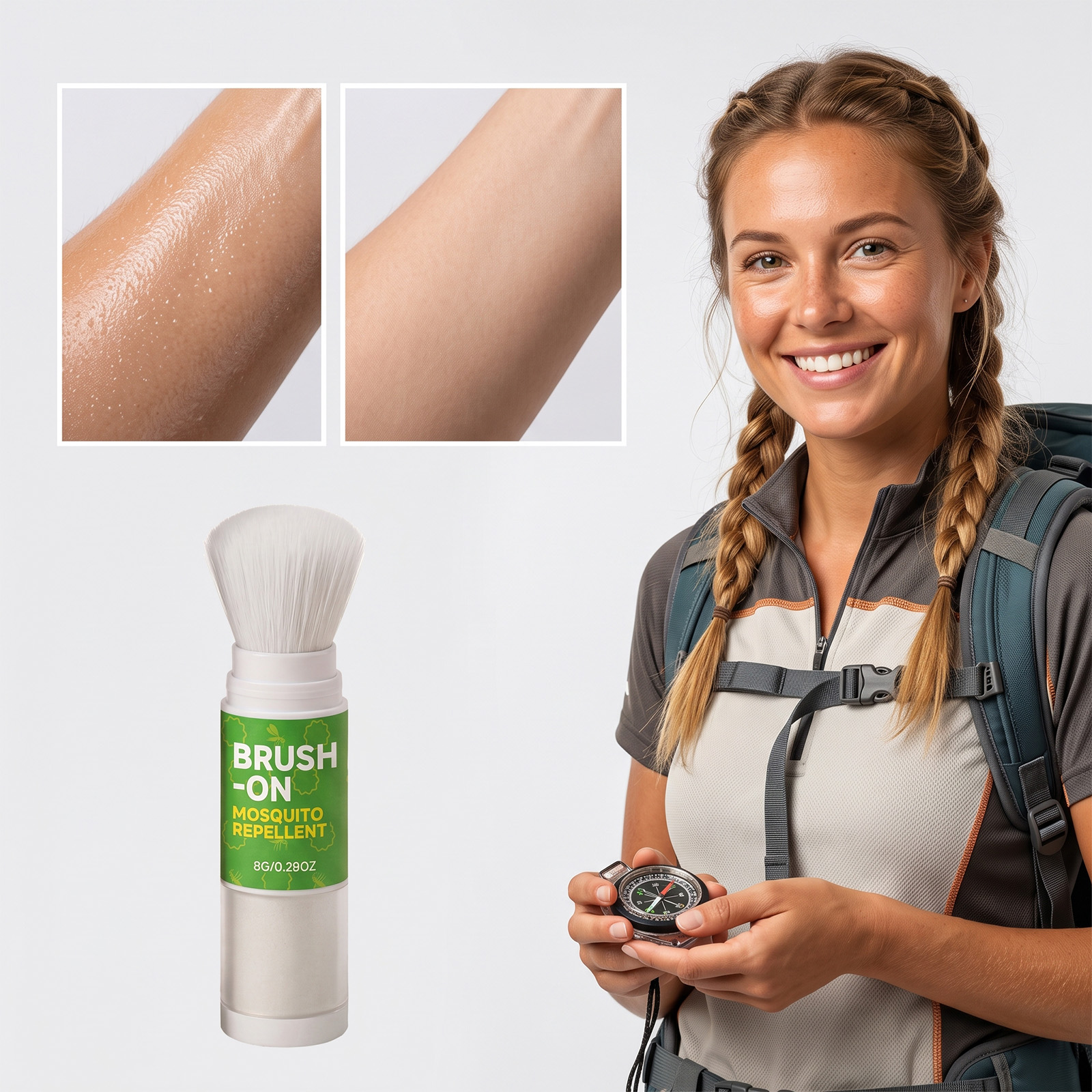 Insect Repellent Powder Brush Long Lasting Mosquito Protection Outdoor Camping Gentle Skin Friendly Anti Stick Hand