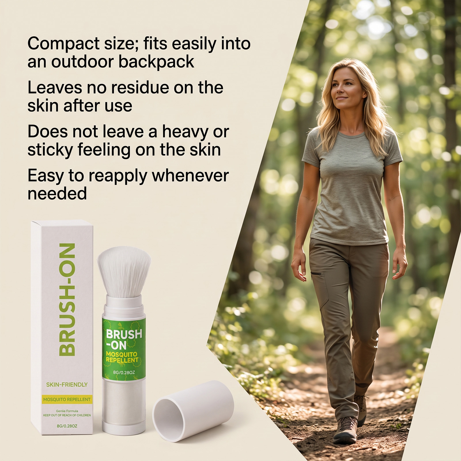 Insect Repellent Powder Brush Long Lasting Mosquito Protection Outdoor Camping Gentle Skin Friendly Anti Stick Hand