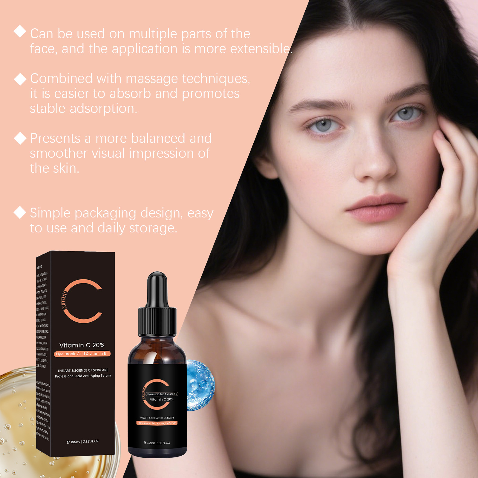 Vitamin C Facial Essence Liquid Tender Nourish Facial Skin Moisturizing Brightening Skin Care Hydrating Care Essence Liquid