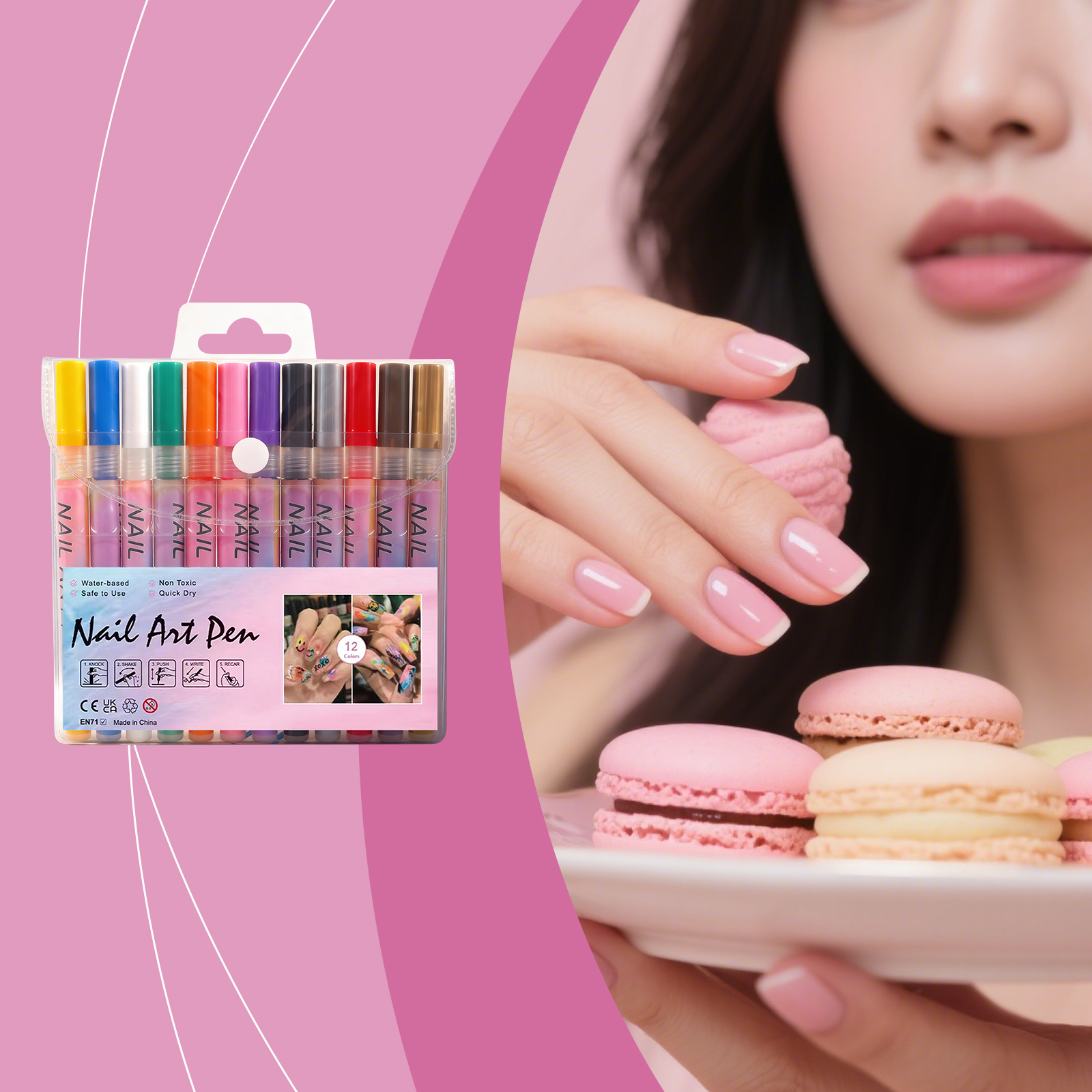 Nail Graffiti Painting Pen Diy Creative Graffiti Exquisite Pattern Easy Operation Bright Multicolor Outline Painting Pen
