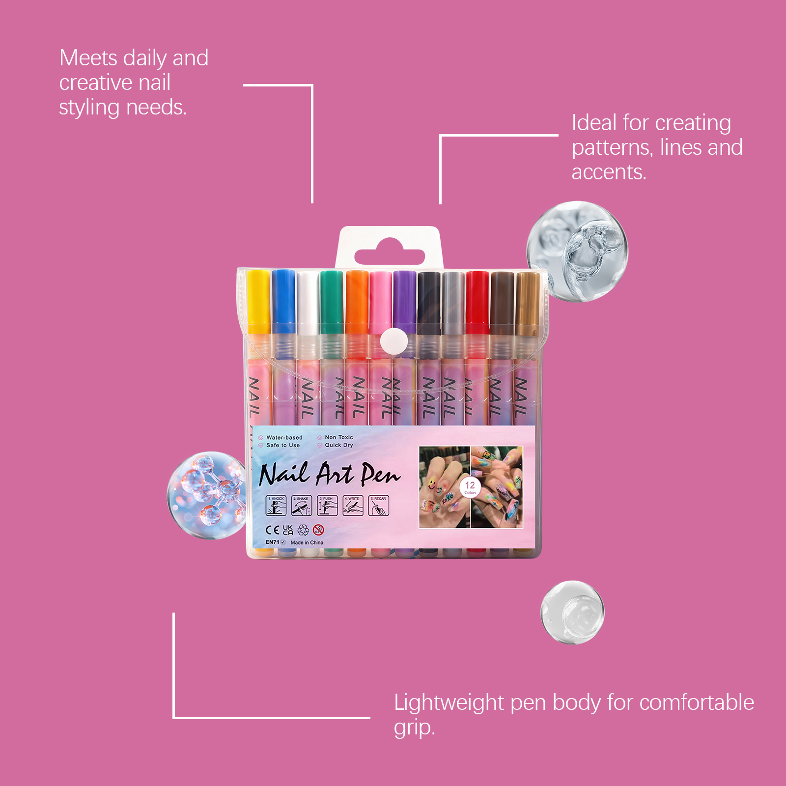Nail Graffiti Painting Pen Diy Creative Graffiti Exquisite Pattern Easy Operation Bright Multicolor Outline Painting Pen