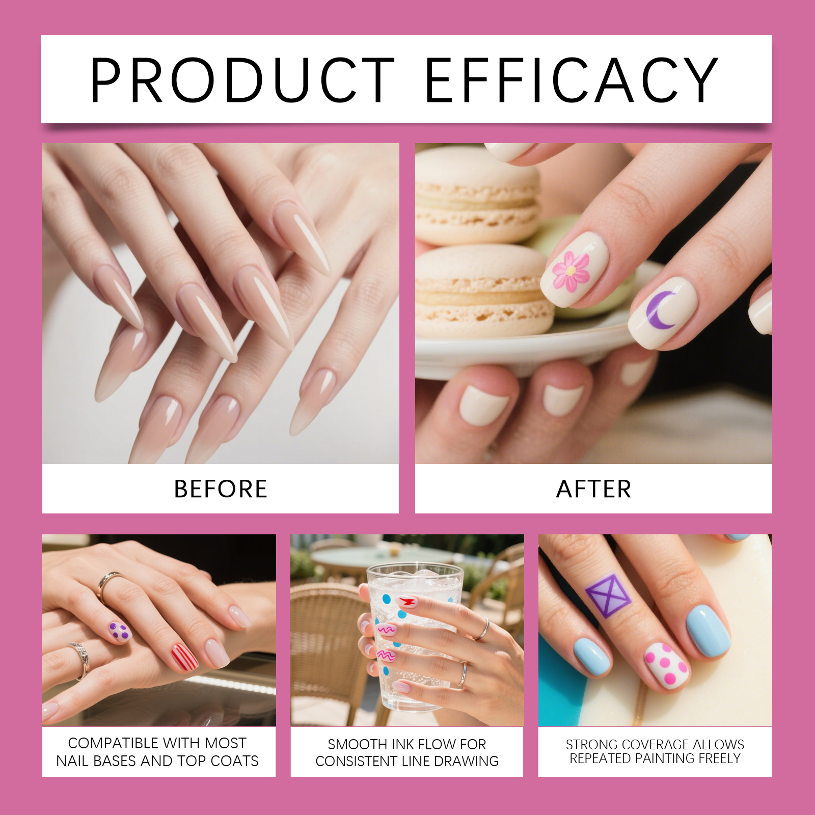 Nail Graffiti Painting Pen Diy Creative Graffiti Exquisite Pattern Easy Operation Bright Multicolor Outline Painting Pen
