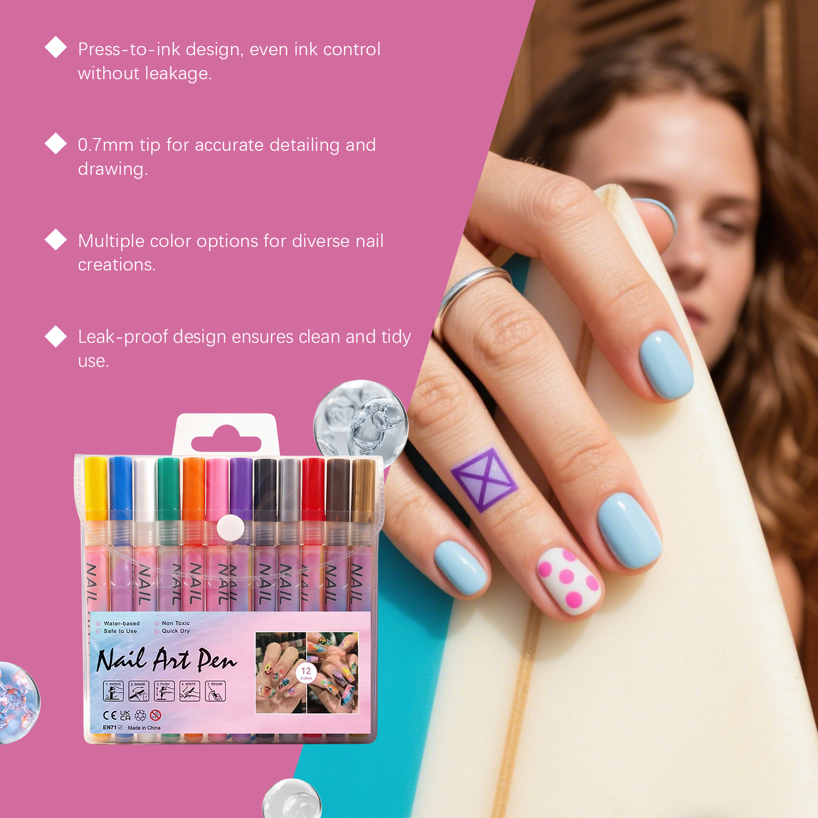 Nail Graffiti Painting Pen Diy Creative Graffiti Exquisite Pattern Easy Operation Bright Multicolor Outline Painting Pen