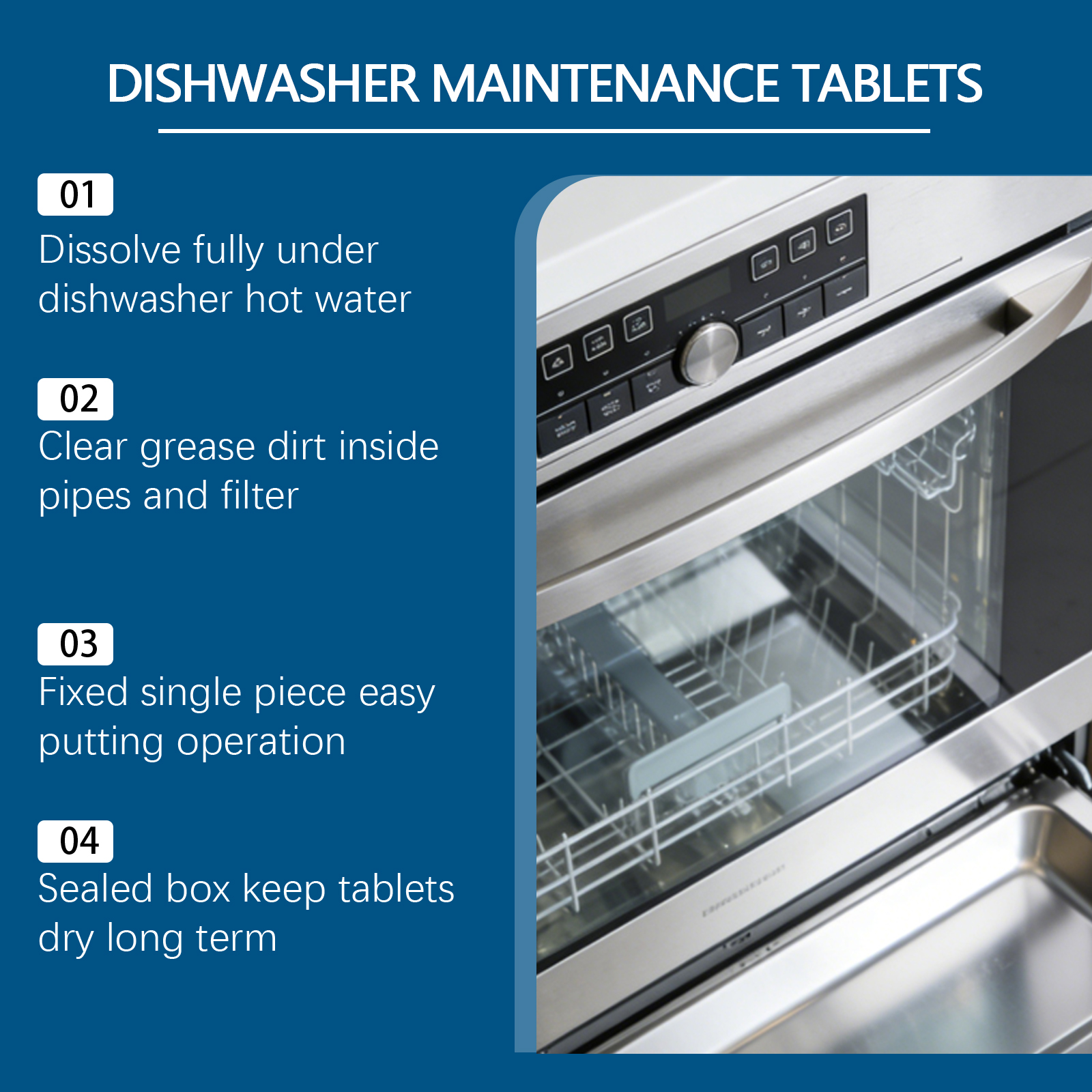 Dishwasher Cleaning Tablet Clean Decontaminate Descaling Fresh Bright Scale Residue Purify Polish Household