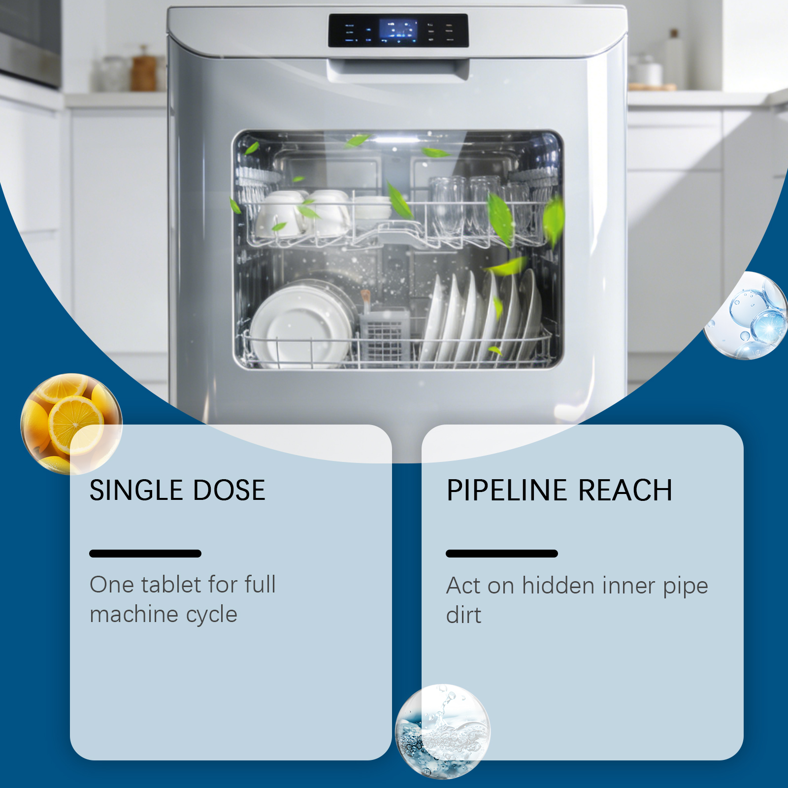 Dishwasher Cleaning Tablet Clean Decontaminate Descaling Fresh Bright Scale Residue Purify Polish Household