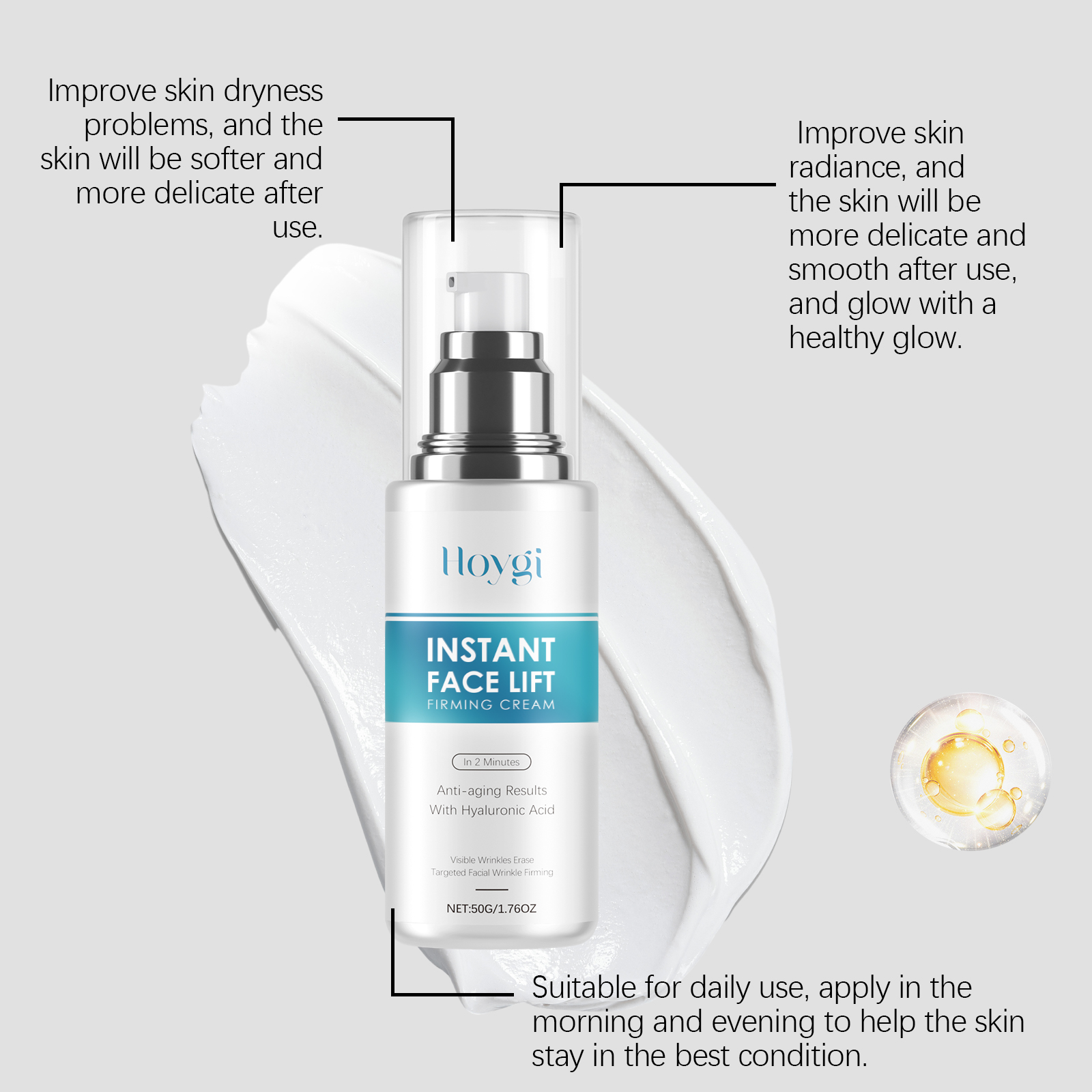 Hyaluronic Acid Moisturizing Lotion Daily Nourishing Cream Gentle Lightweight Facial Skin Care Product