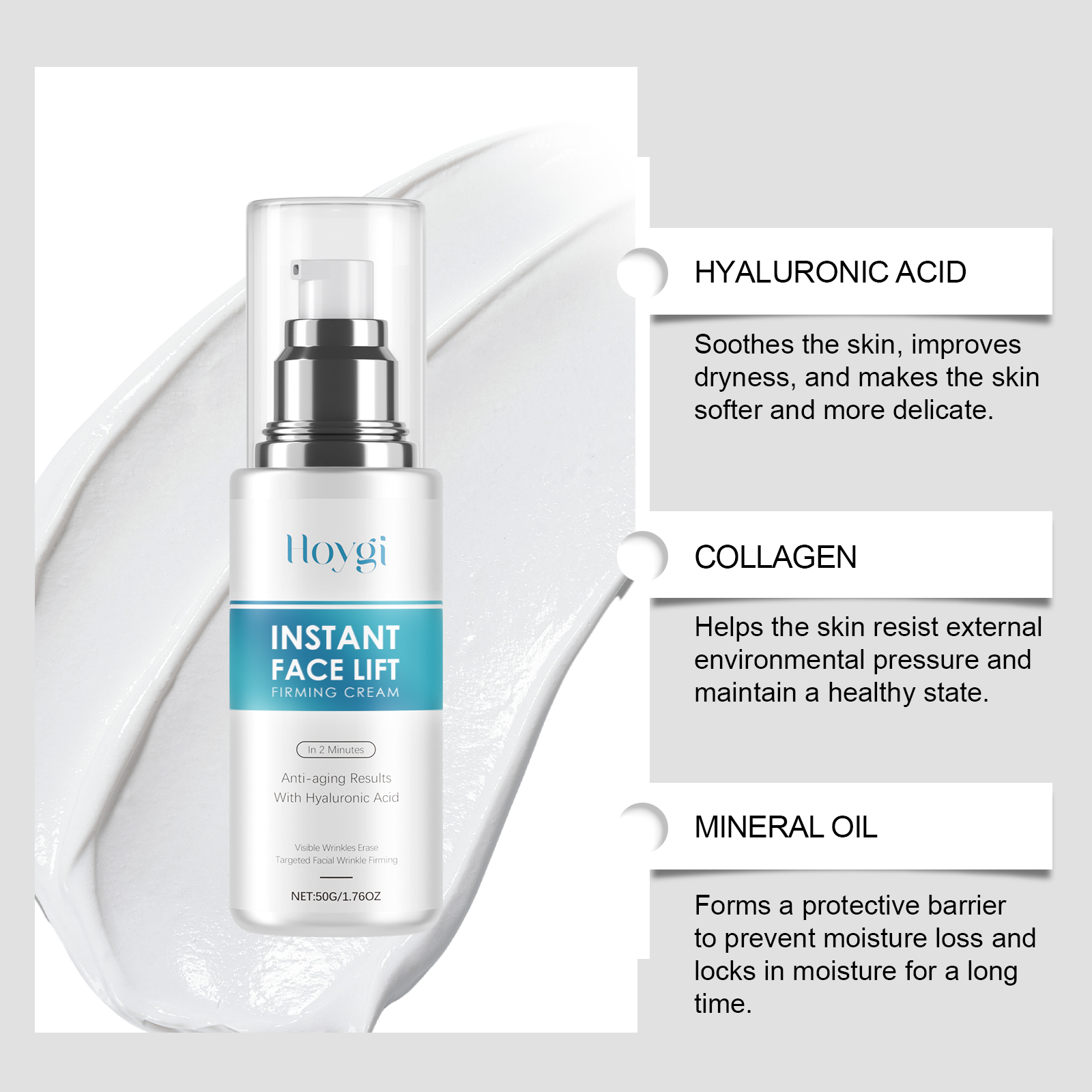 Hyaluronic Acid Moisturizing Lotion Daily Nourishing Cream Gentle Lightweight Facial Skin Care Product