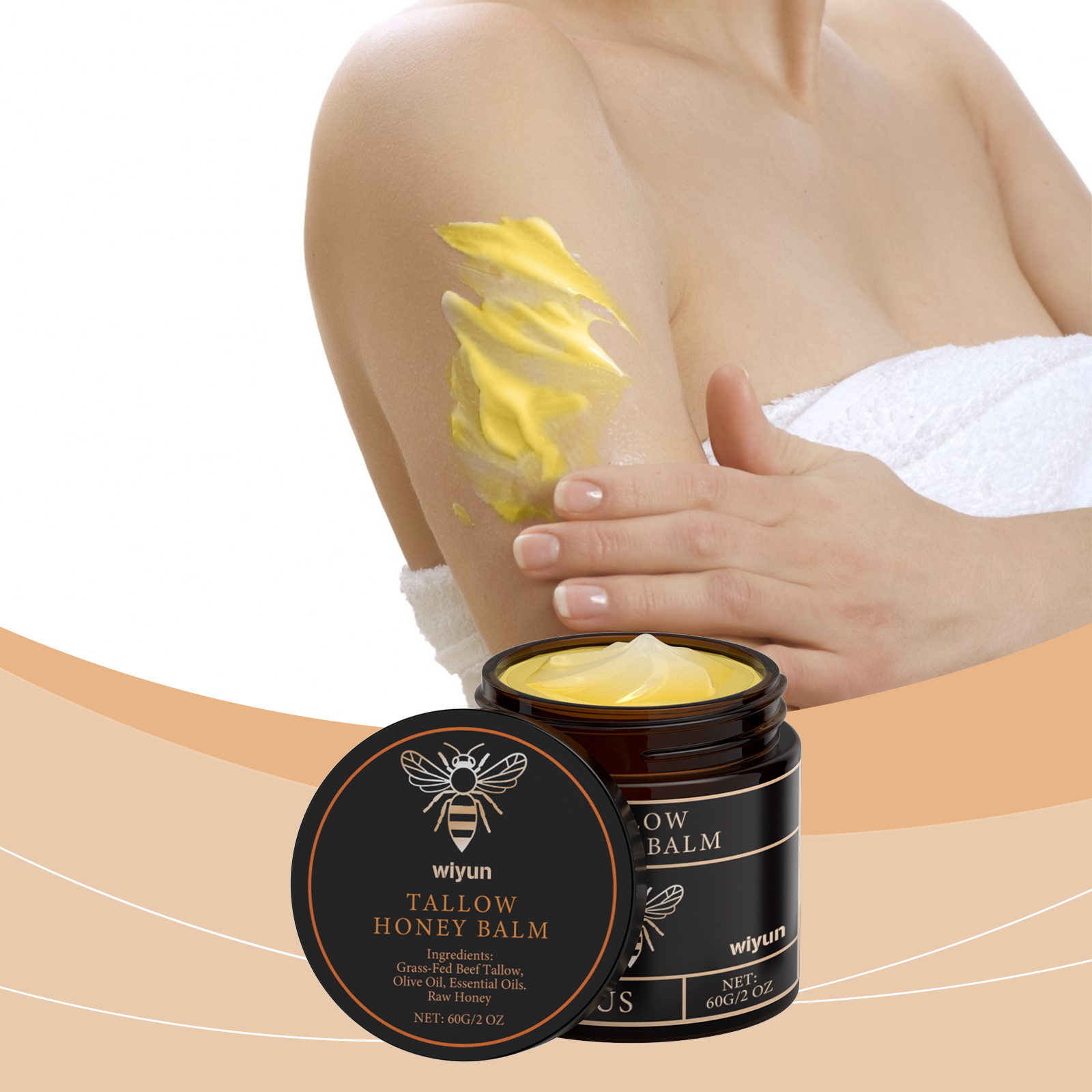Tallow Honey Moisturizing Cream Gentle Hydrating Nourishing Light Non Sticky Smooth Skin Care Lotion