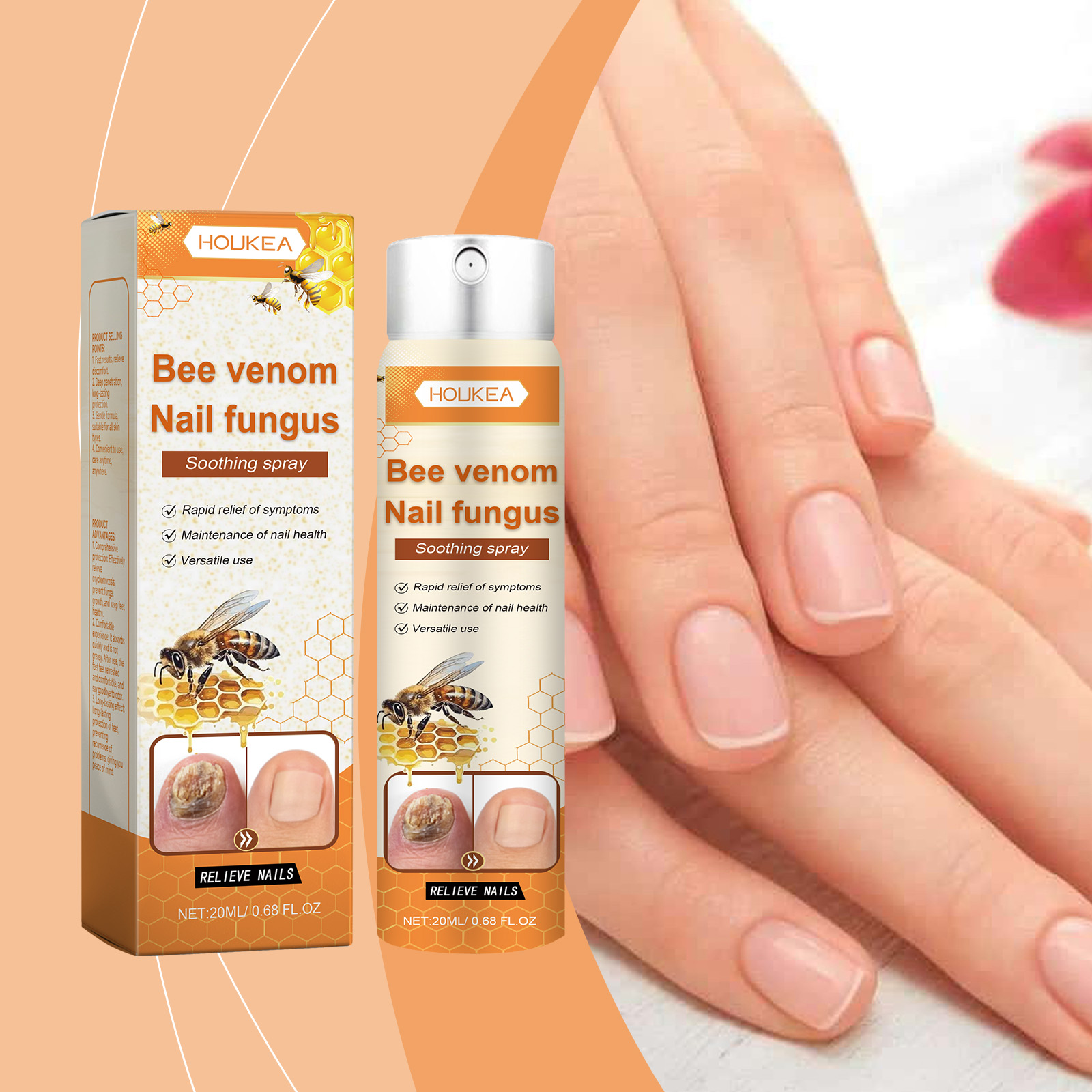 Bee Venom Nail Care Spray Foot Nail Cleansing Moisturizing Brightening Nail Care Spray